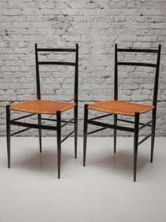 Ensemble de deux chaises « Chiavari » en osier de Colombo Sanguineti, Italie, 1950