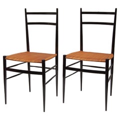 Set of Two Wicker "Chiavari" Chairs by Colombo Sanguineti, Italy, 1950
