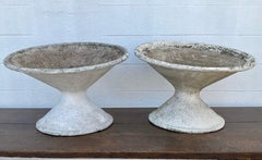 Set of Two Willy Guhl Tilted Concrete Planters