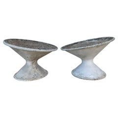 Set of Two Willy Guhl Tilted Concrete Planters