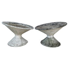 Retro Set of Two Willy Guhl Tilted Concrete Planters