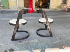 Set di due sedie Willy Rizzo 1970, Mari Sabot, Italia, Wood & White Leather Mid