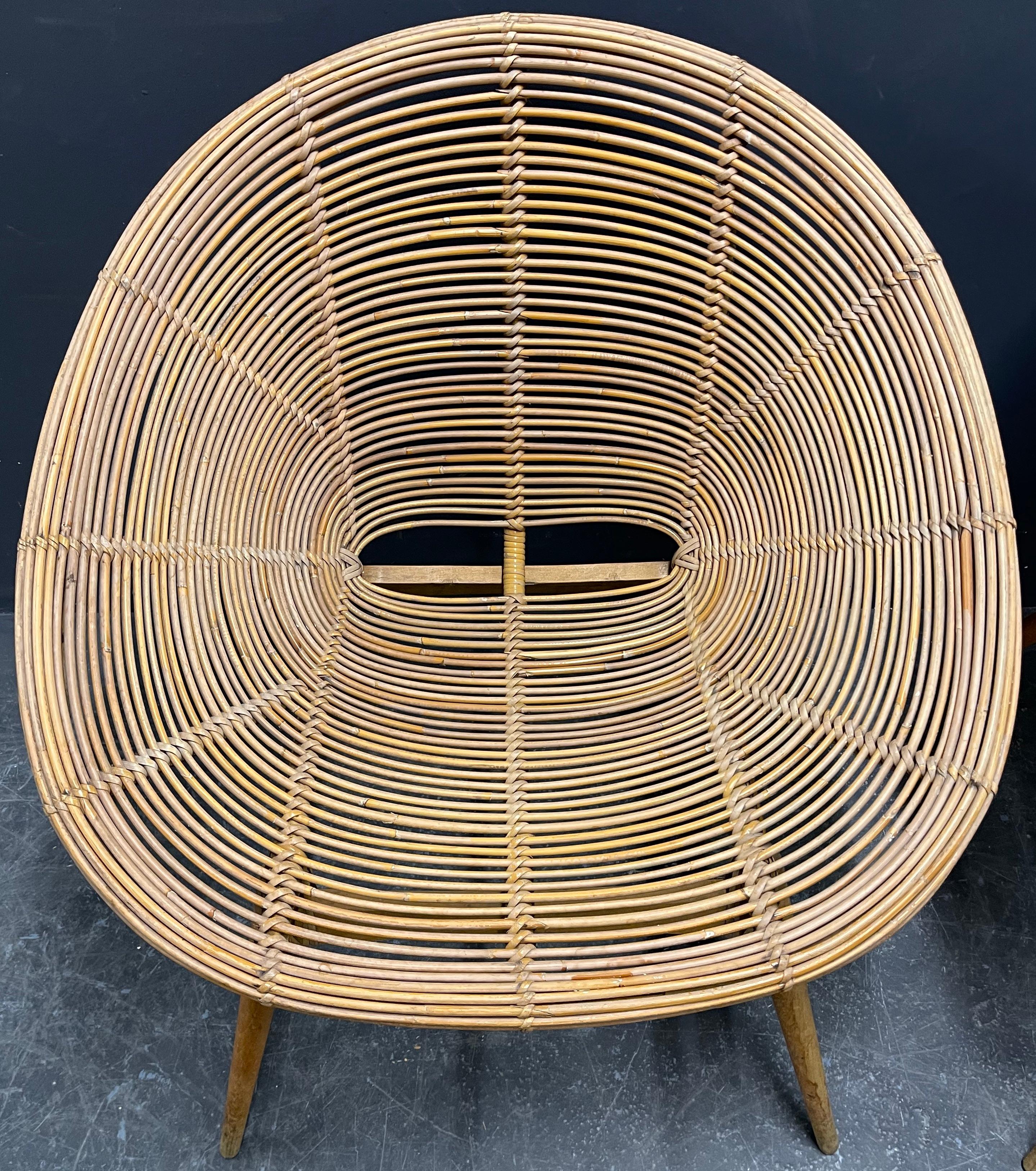 French Set of Two Wonderful Bamboo Lounge Chairs For Sale