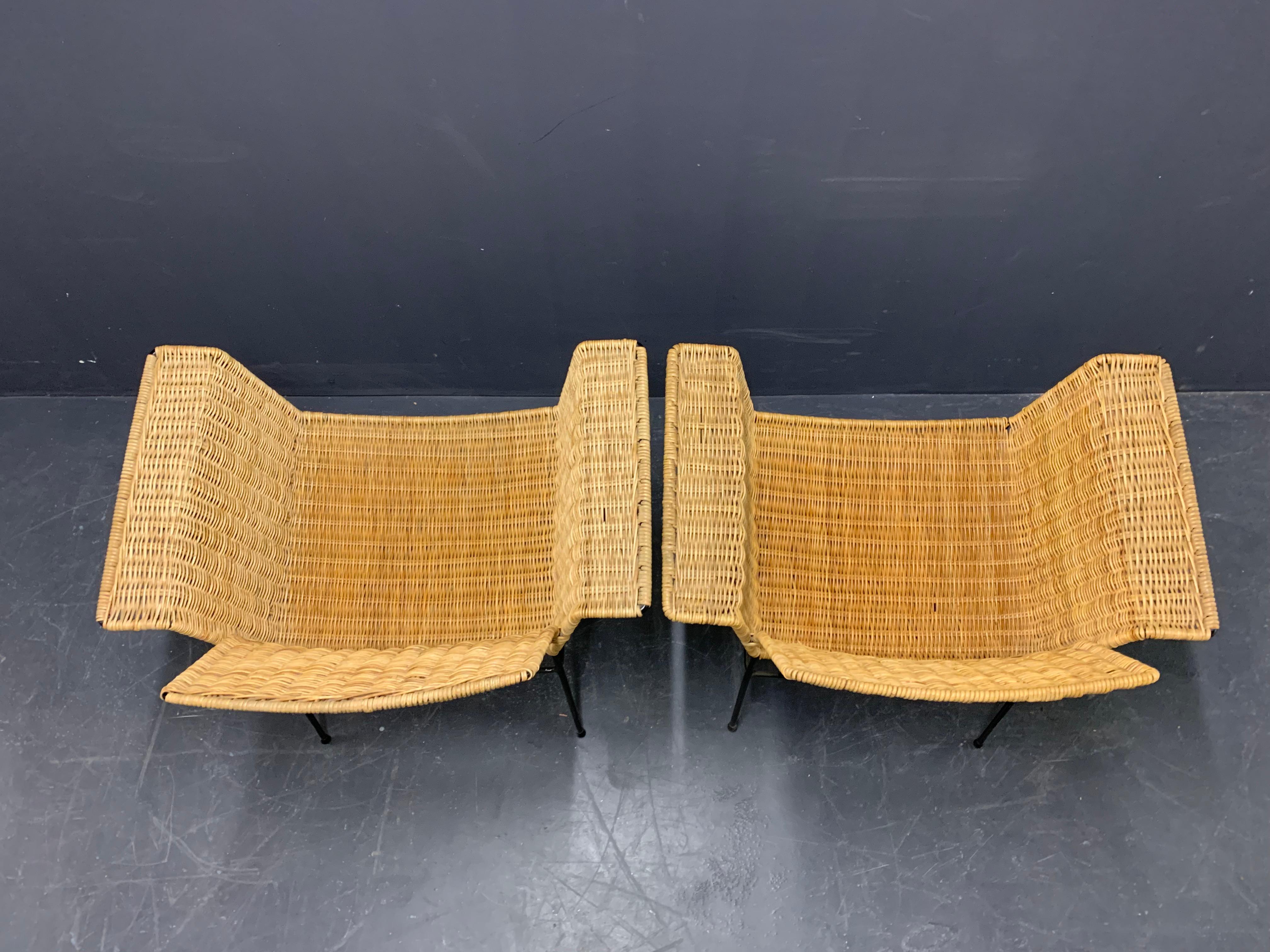 German Set of Two Wonderful Cane/Iron Chairs by Herta-Maria Witzemann