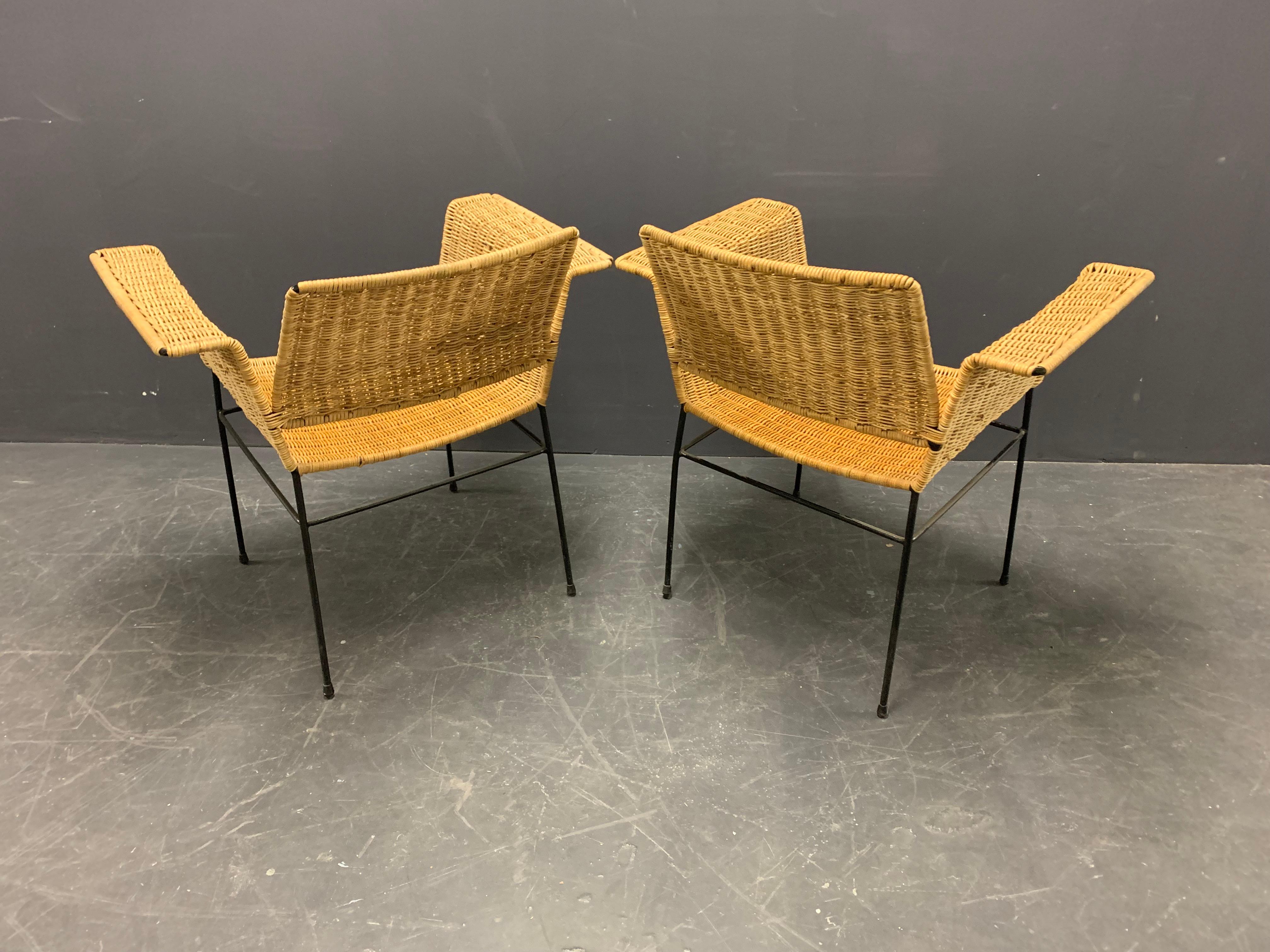 Set of Two Wonderful Cane/Iron Chairs by Herta-Maria Witzemann 1