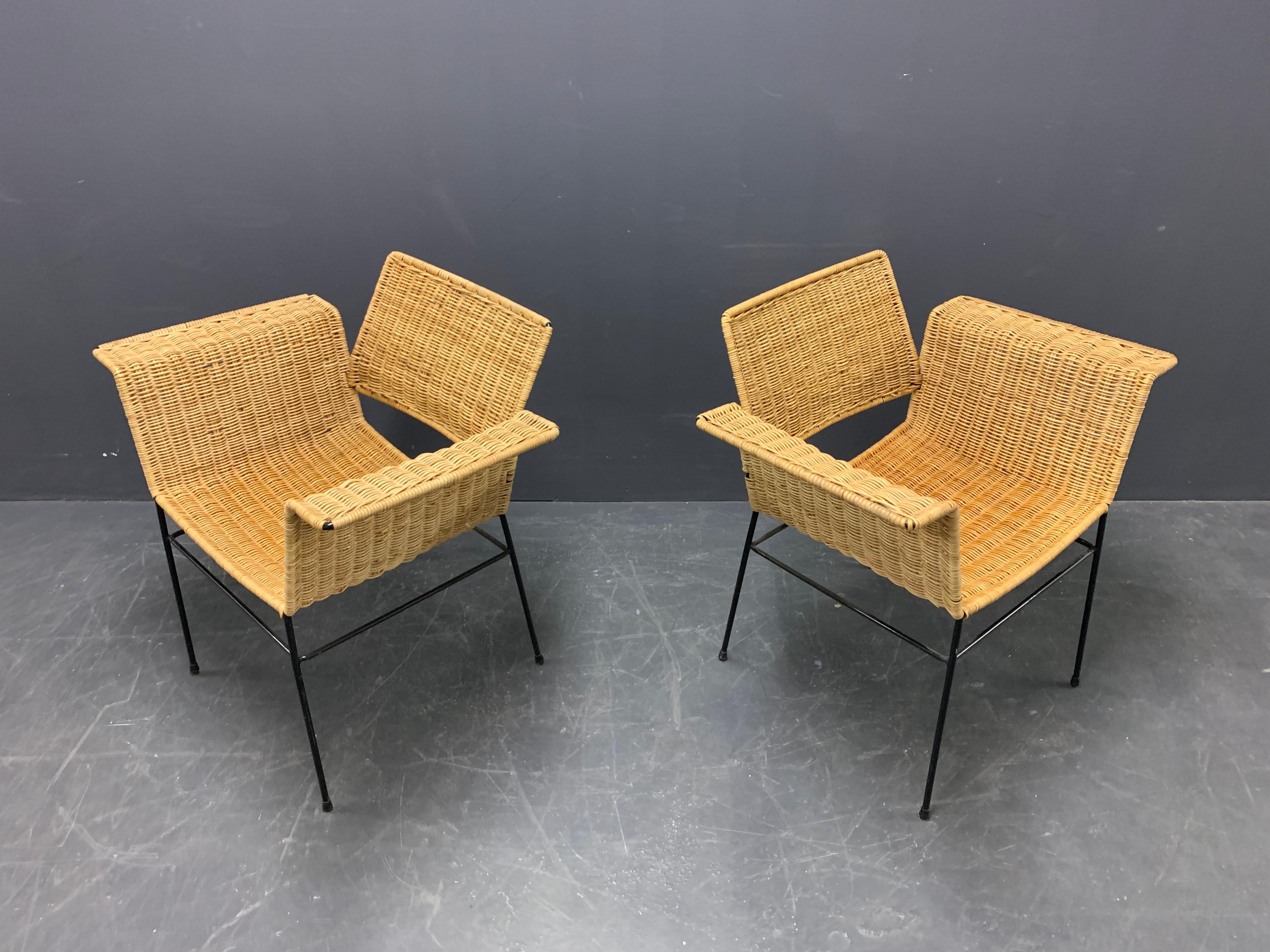 Set of Two Wonderful Cane/Iron Chairs by Herta-Maria Witzemann 2