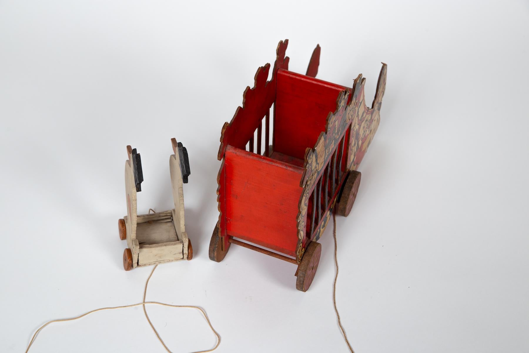 Set von zwei Vintage-Pump-Spielzeugen aus Holz, 20. Jahrhundert im Angebot 8