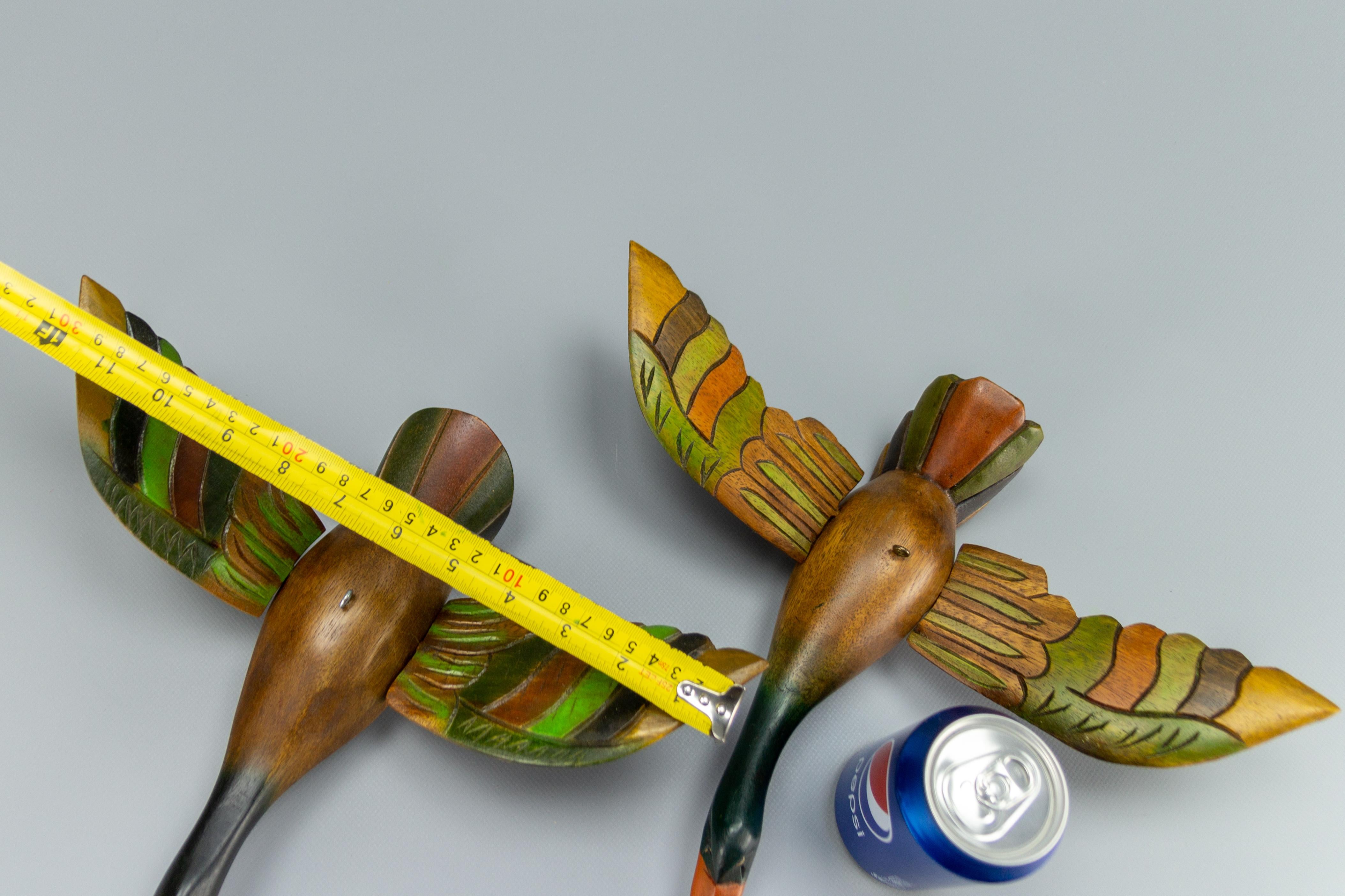 Set of Two Wooden Carved Flying Duck Hanging Figures 2