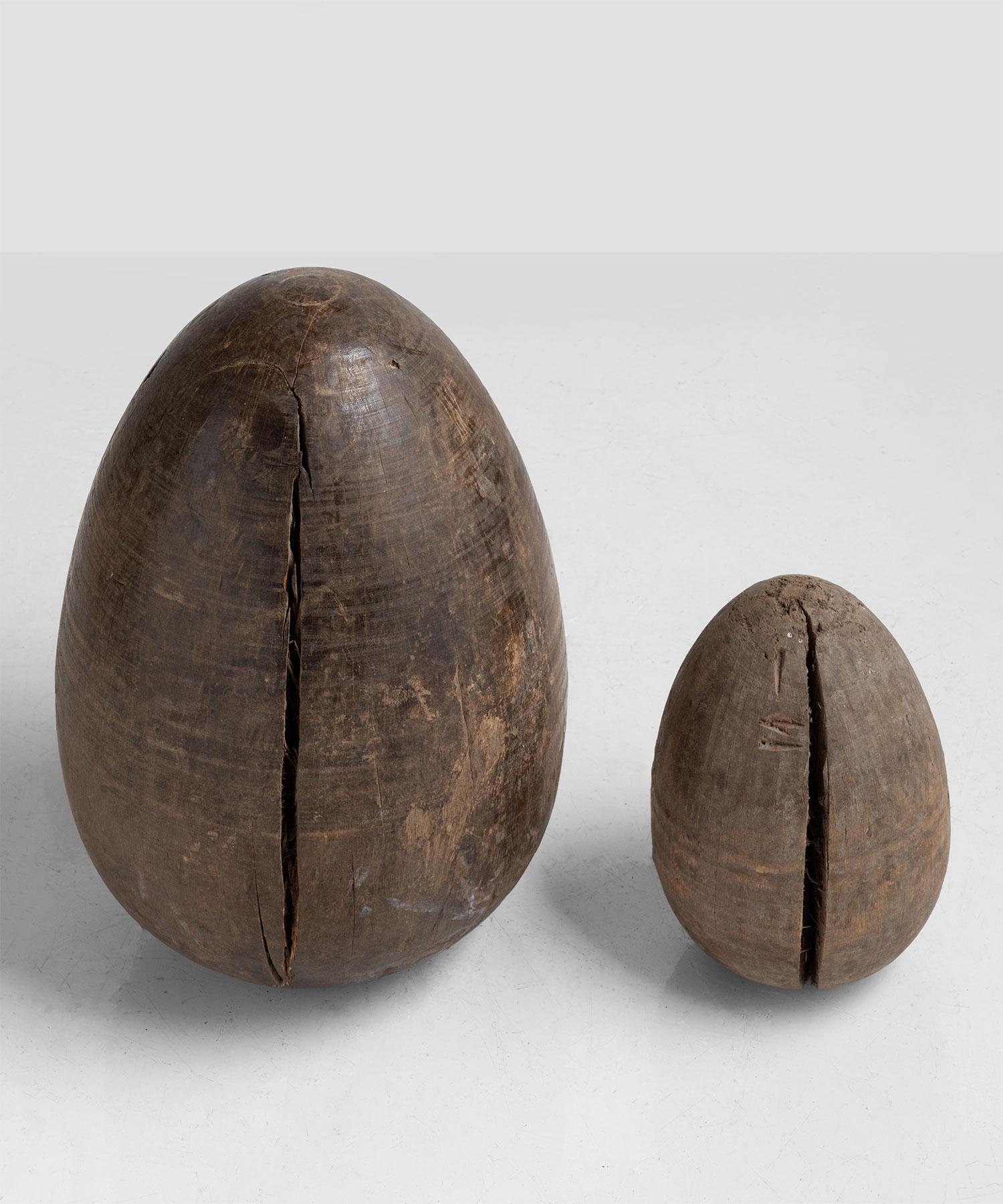 Victorian Set of Two Wooden Egg Moulds, England, circa 1890