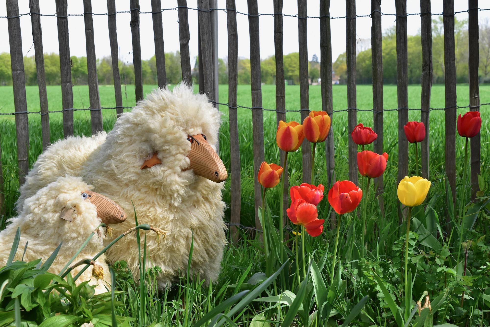 Set of Two Wool Sheeps Sculpture by Hans-Peter Krafft for Meier Germany 3