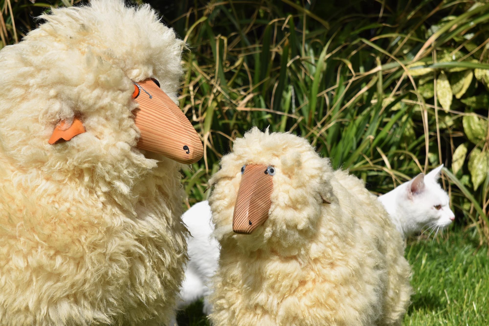 Set of Two Wool Sheeps Sculpture by Hans-Peter Krafft for Meier Germany 4