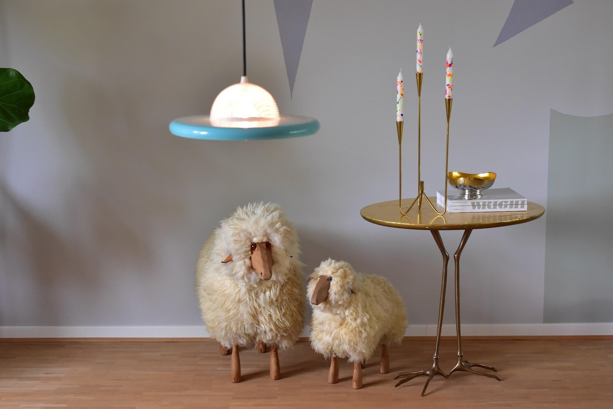 Set of Two Wool Sheeps Sculpture by Hans-Peter Krafft for Meier Germany 5