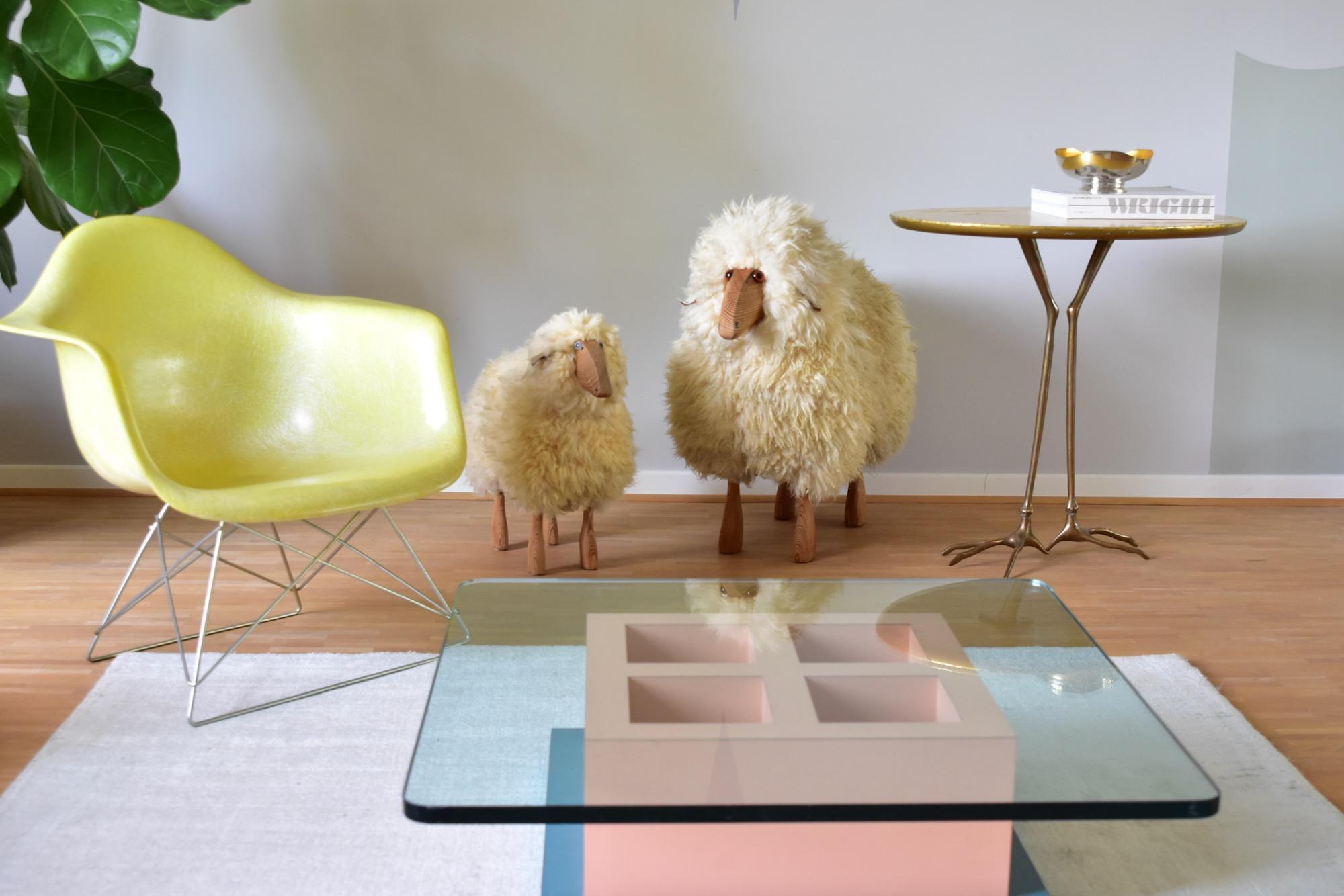 Set of Two Wool Sheeps Sculpture by Hans-Peter Krafft for Meier Germany 6