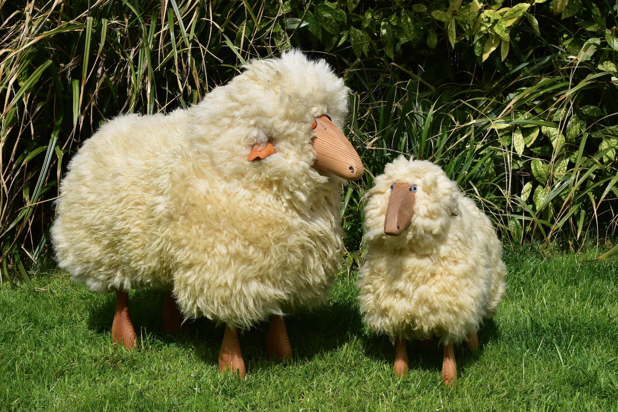 Set of Two Wool Sheeps Sculpture by Hans-Peter Krafft for Meier Germany 7