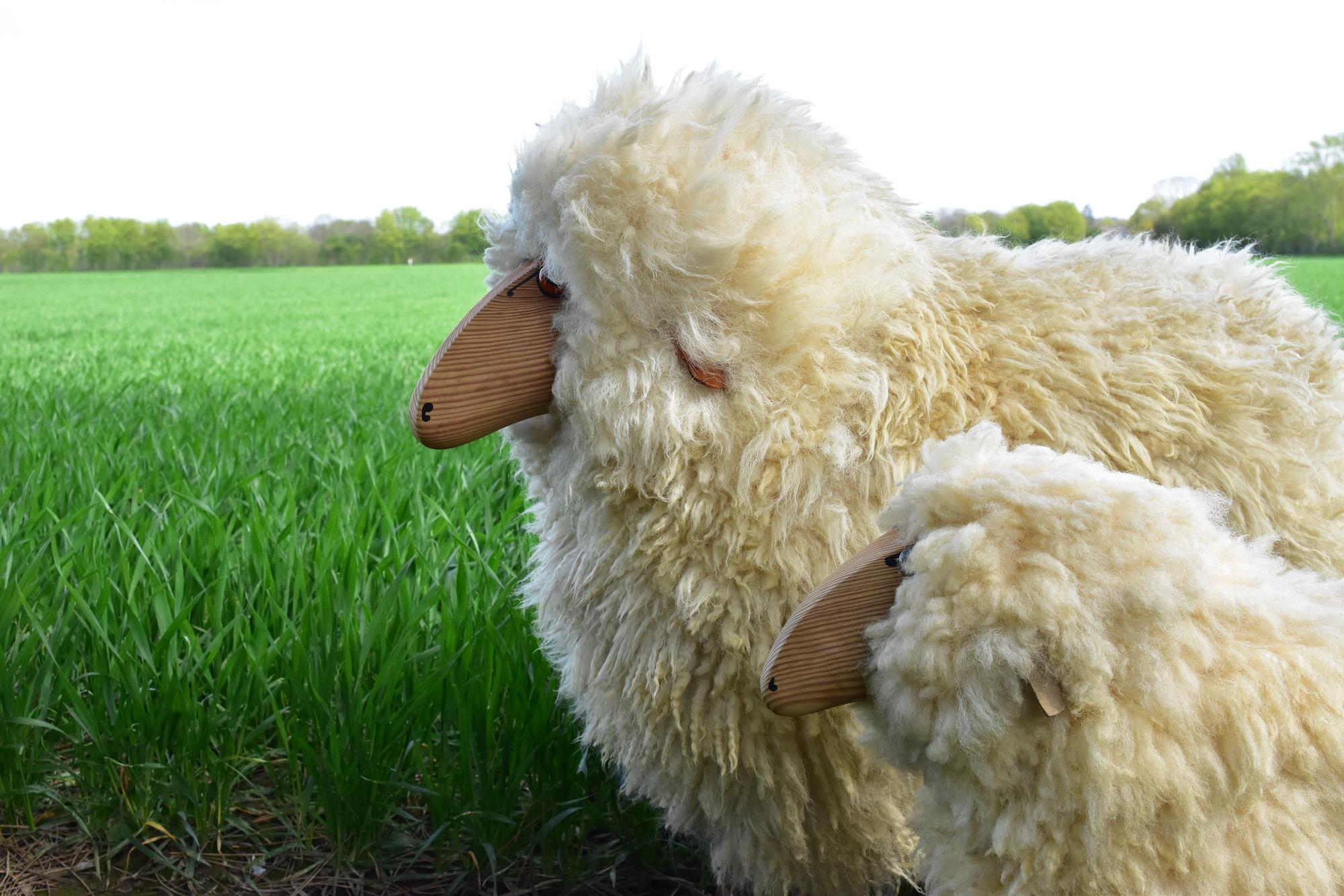 Modern Set of Two Wool Sheeps Sculpture by Hans-Peter Krafft for Meier Germany