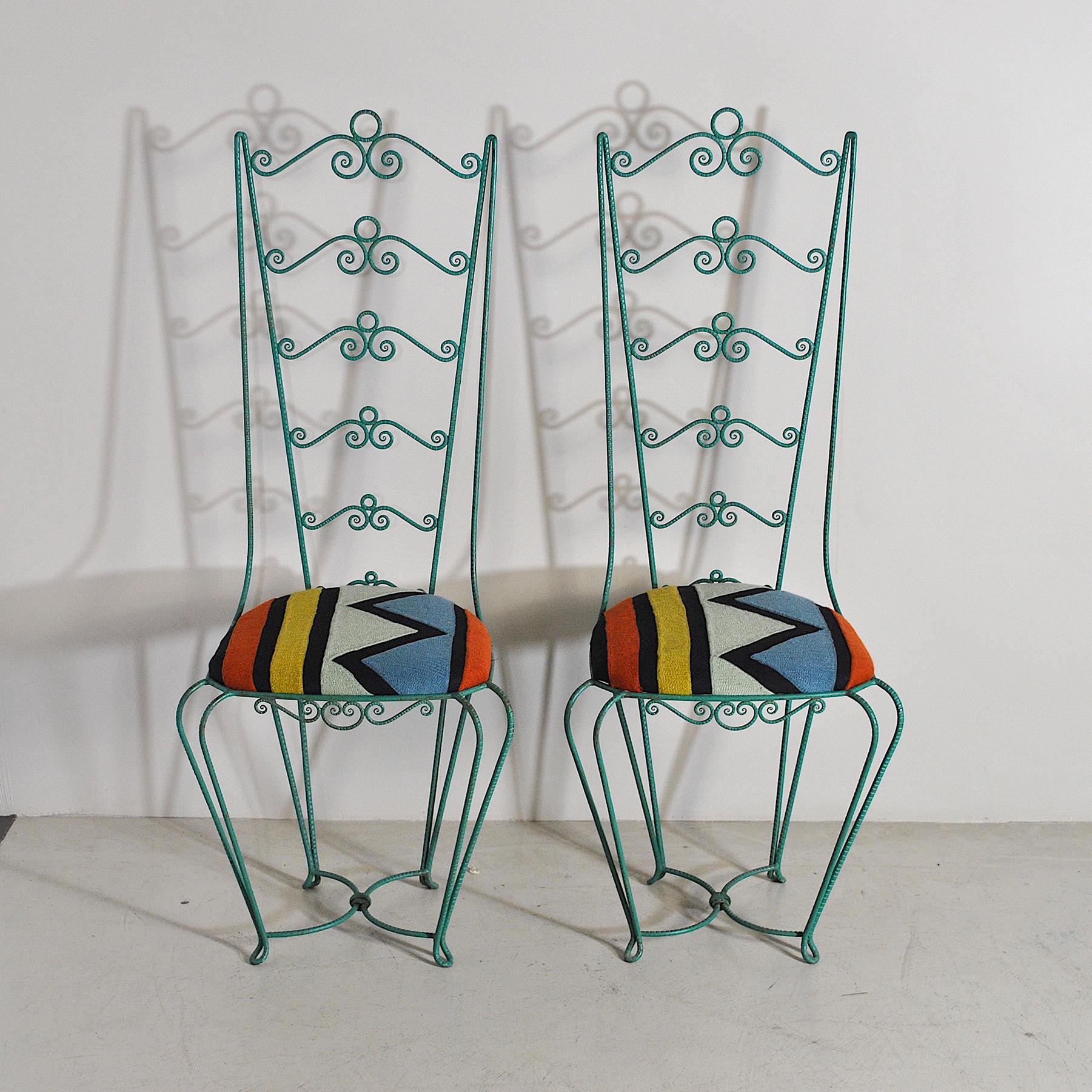 Set of Two Wrought Iron Chairs from the Sixties In Good Condition For Sale In bari, IT