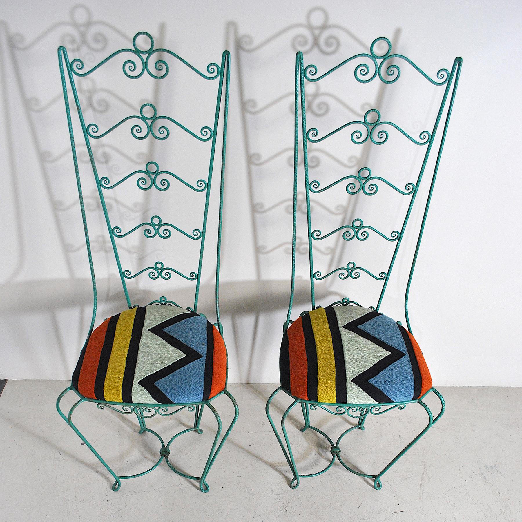 Set of Two Wrought Iron Chairs from the Sixties For Sale 1