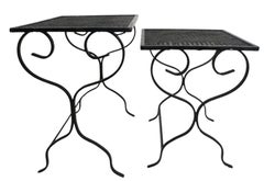 Set of Two Wrought Iron  Garden Patio Poolside Nesting Tables att. to Woodard