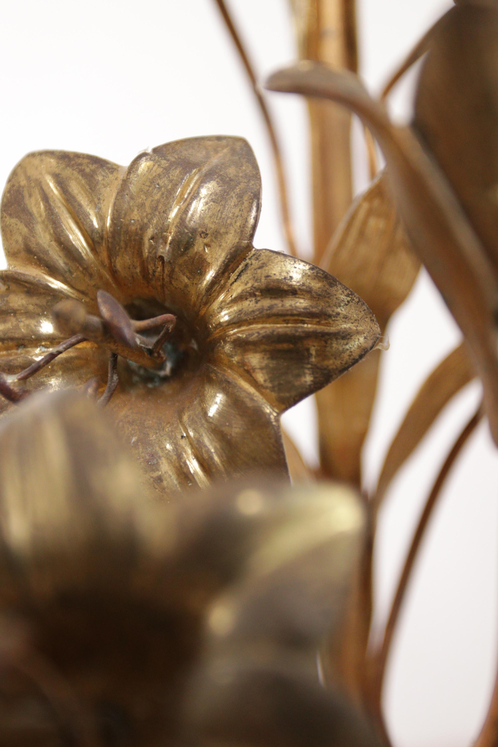 Set of Two XL French Gilt Flowers Candelabra's Church Candlesticks 5