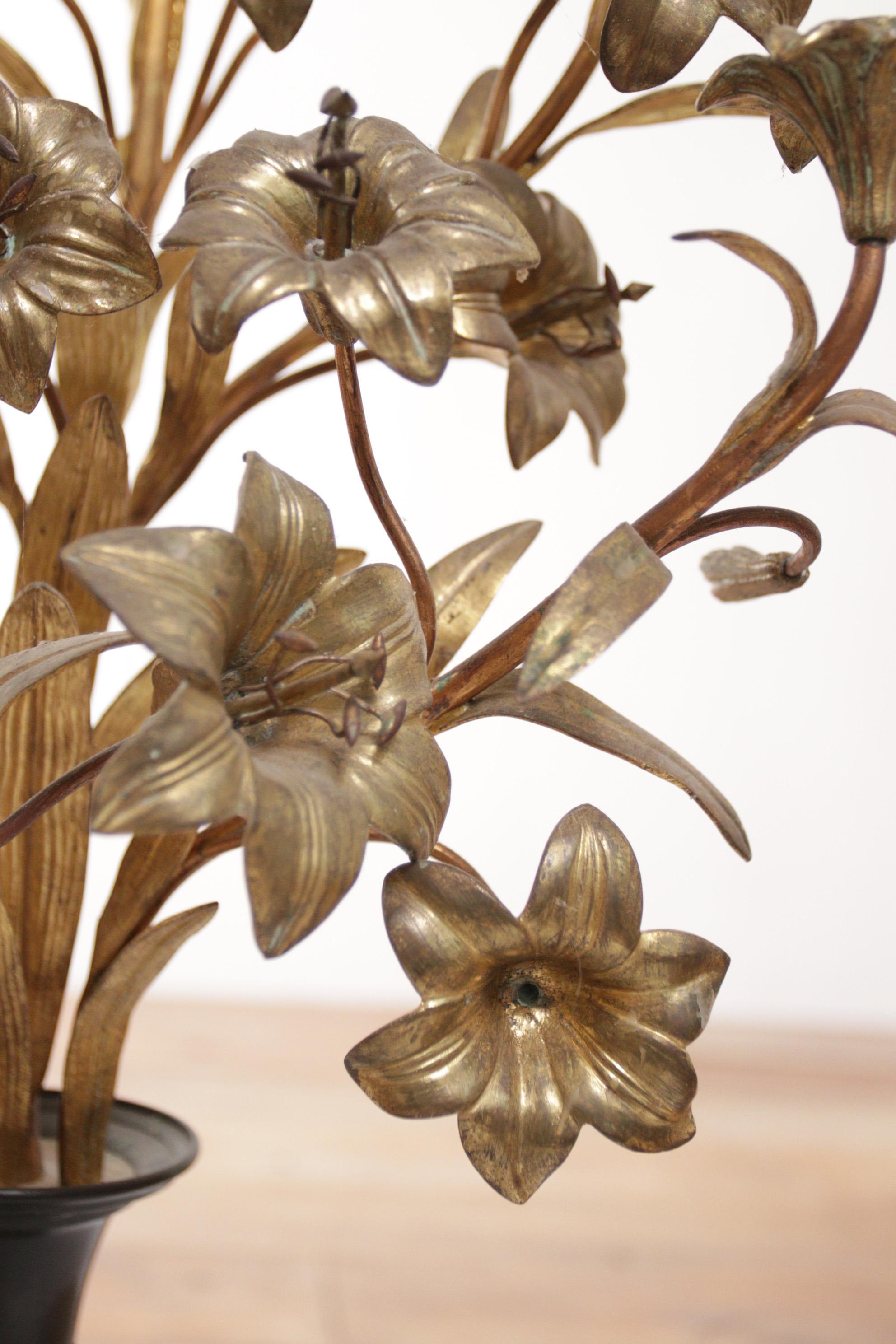 Set of Two XL French Gilt Flowers Candelabra's Church Candlesticks 7