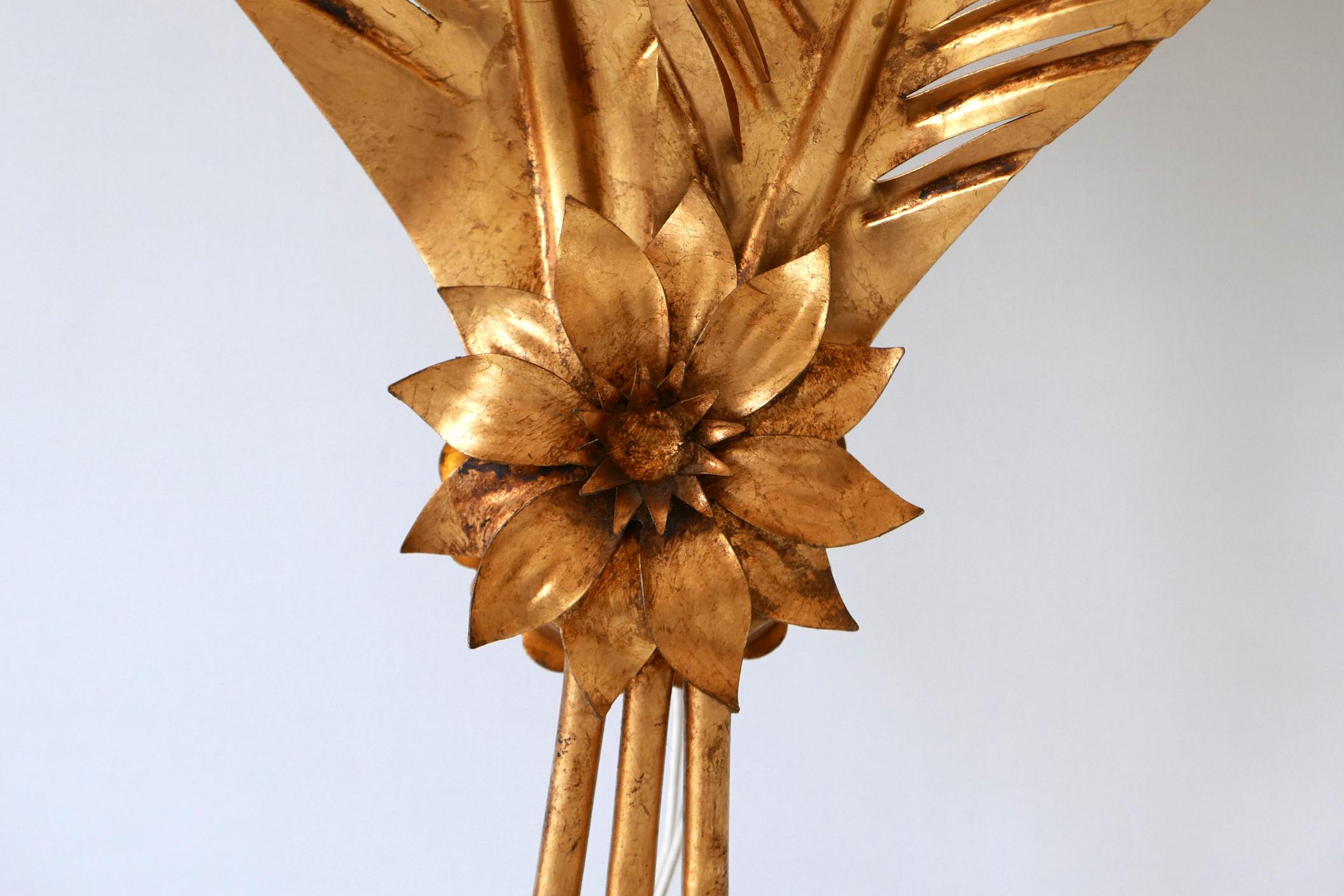 Set of Two Extra Large Gilt Metal Palm Leaf Wall Lamps, Hans Kögl, 1970s Germany For Sale 10