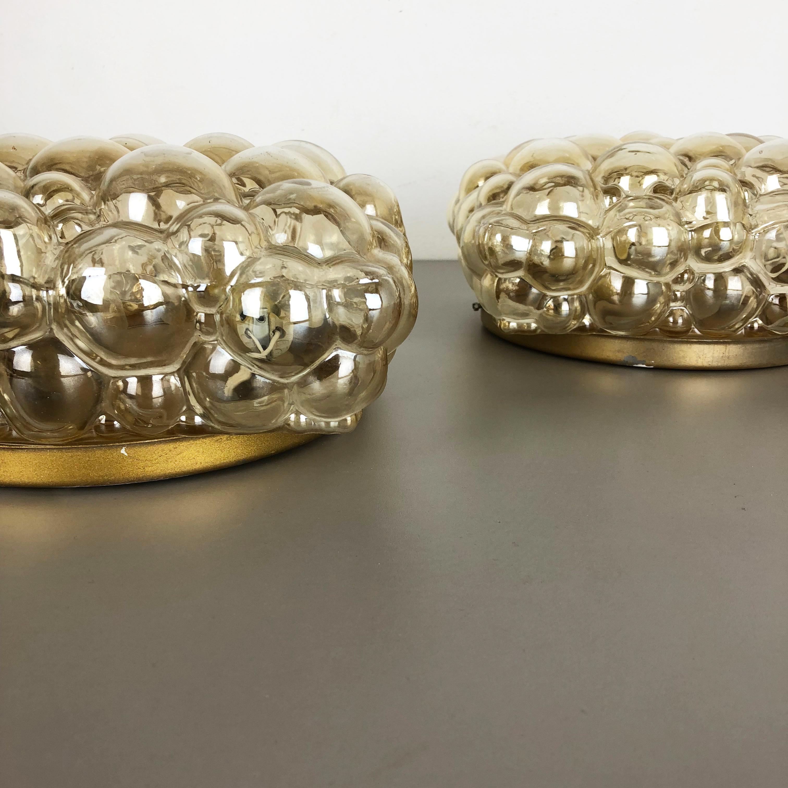 Set of Two xxl Glass Wall Lights Sconces by Helena Tynell for Glashütte Limburg 3