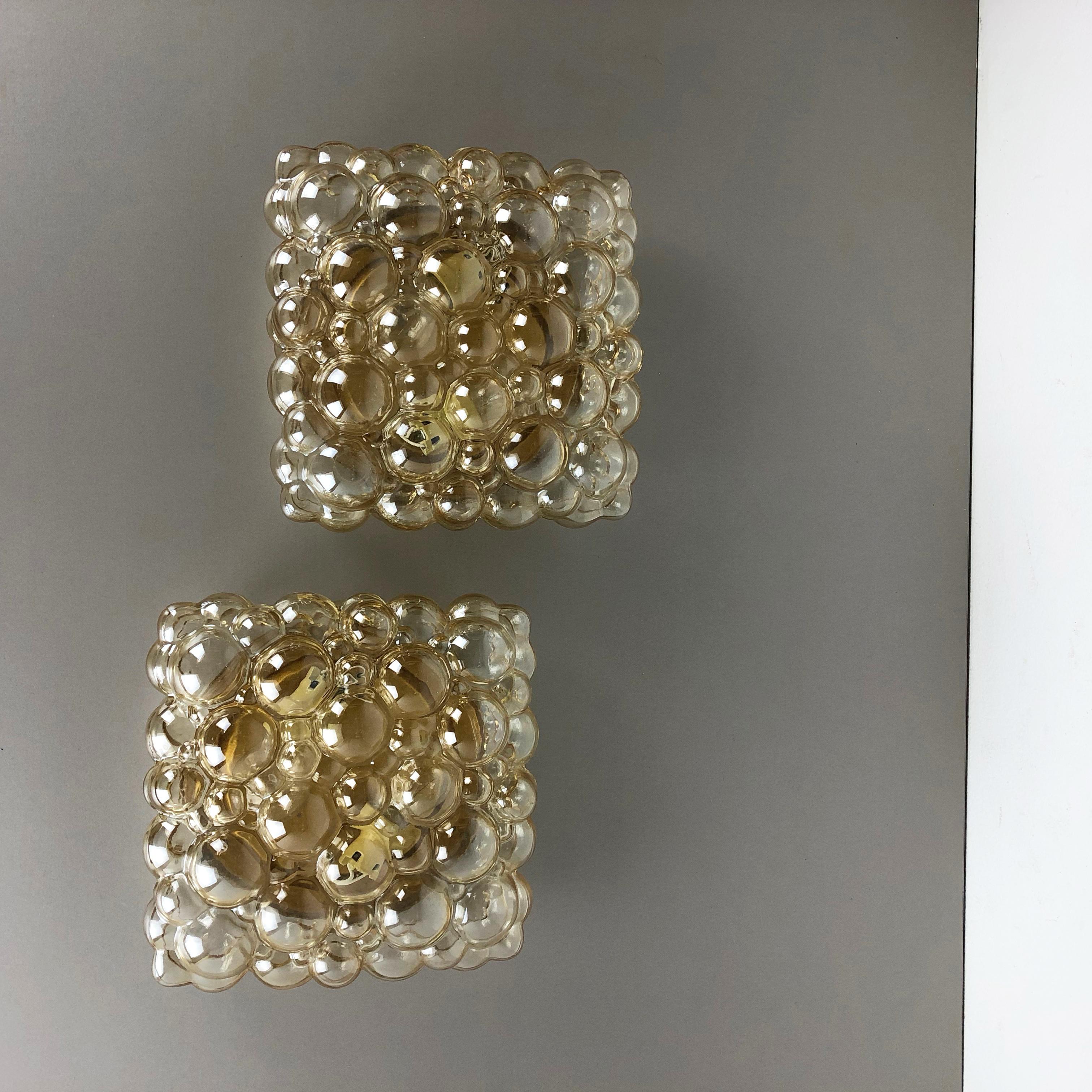 Set of Two xxl Glass Wall Lights Sconces by Helena Tynell for Glashütte Limburg 9
