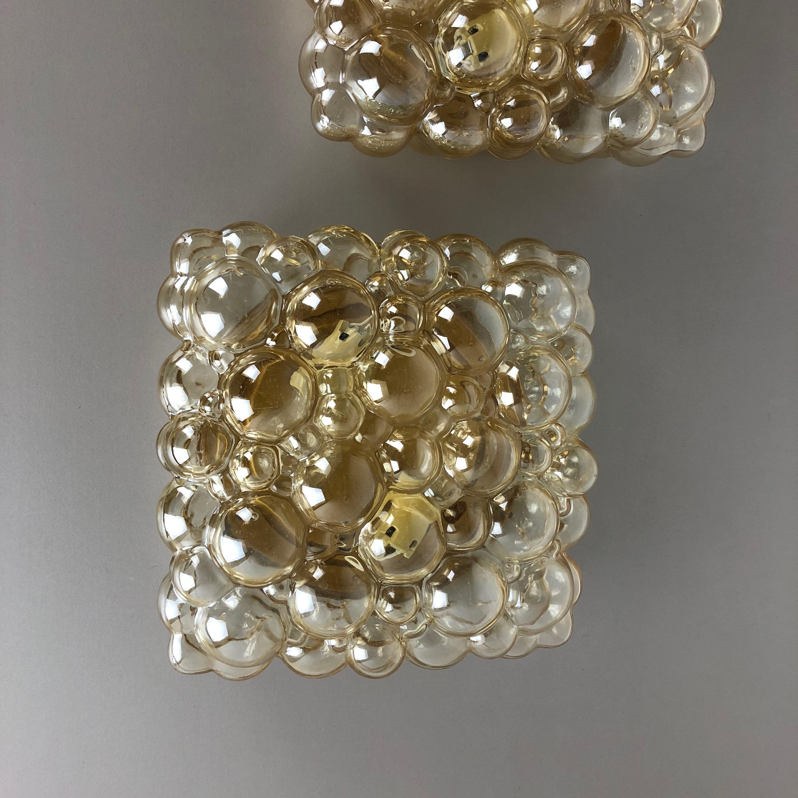 German Set of Two xxl Glass Wall Lights Sconces by Helena Tynell for Glashütte Limburg