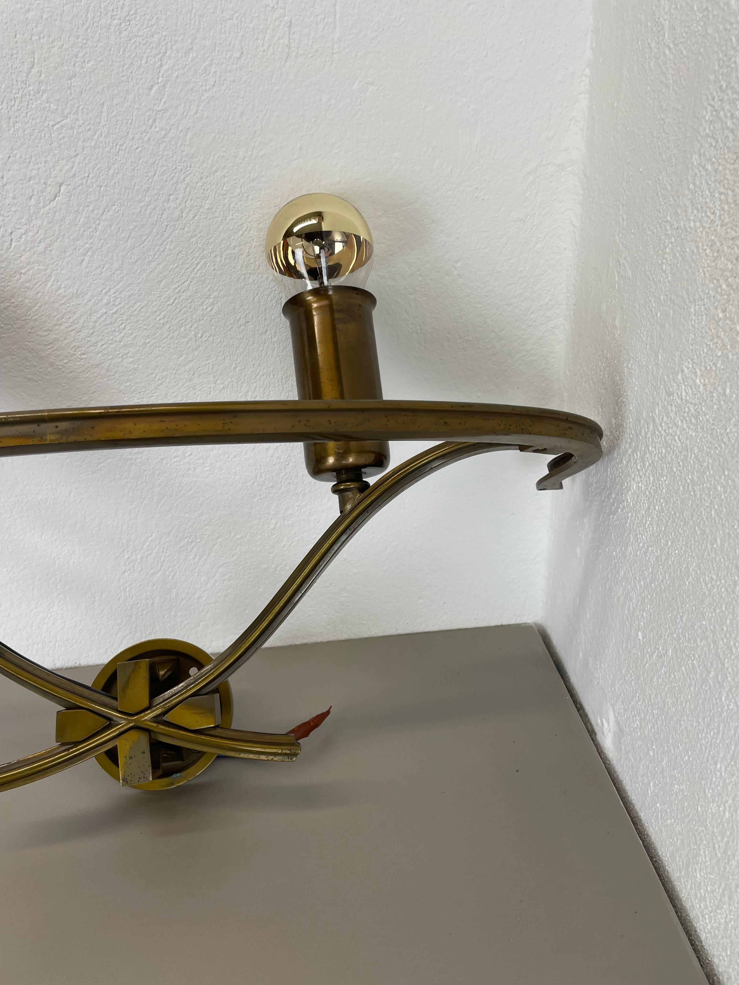 set of two xxl Modernist Brass Floral Theatre Wall Light Sconces, France, 1950 For Sale 4