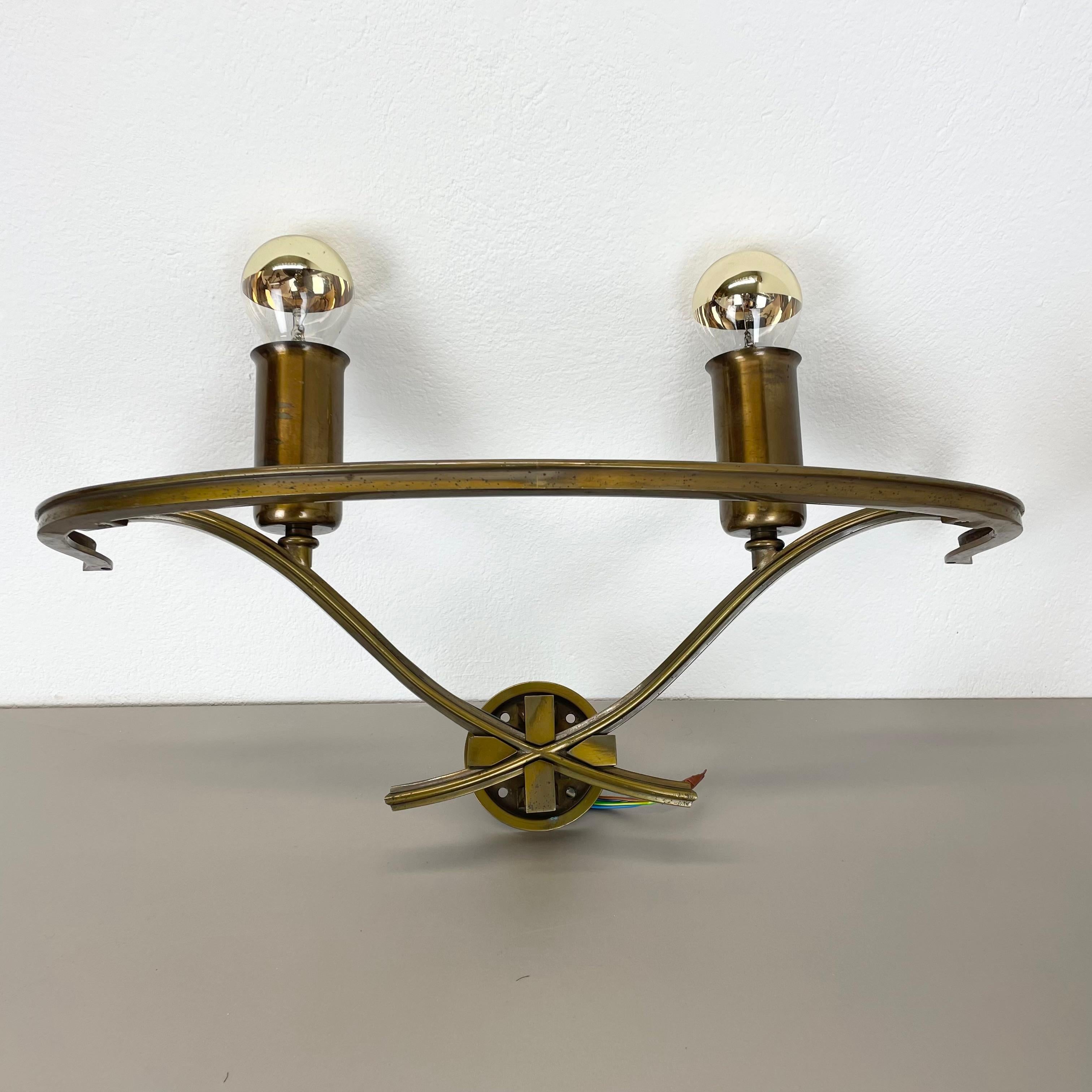 Mid-Century Modern set of two xxl Modernist Brass Floral Theatre Wall Light Sconces, France, 1950 For Sale