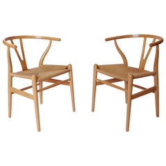 Set of Two Y-chairs, model CH24, in Beech by Hans J. Wegner and Carl Hansen