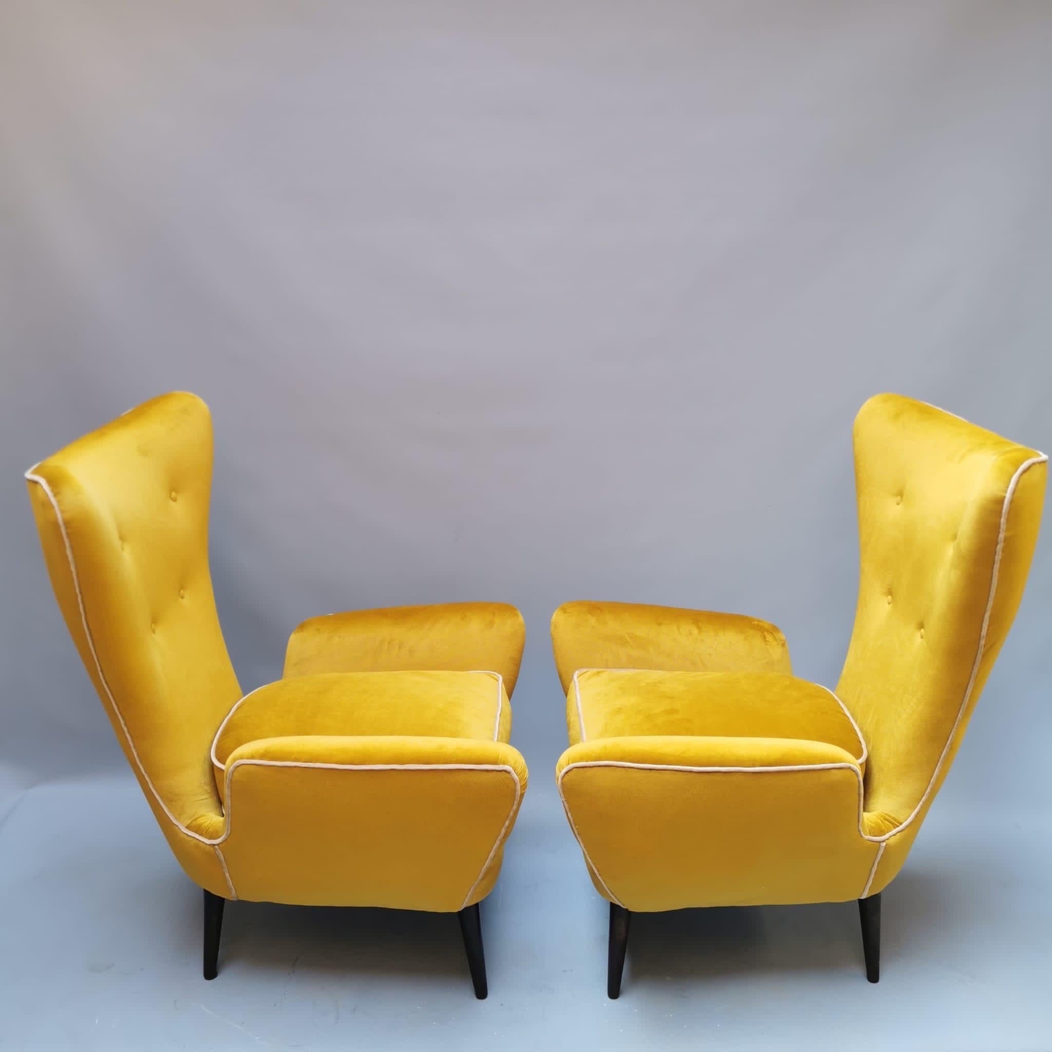 Set of Two Yellow Armachairs, Emilio Sala, Giorgio Maldini In Excellent Condition In Milano, Lombardia