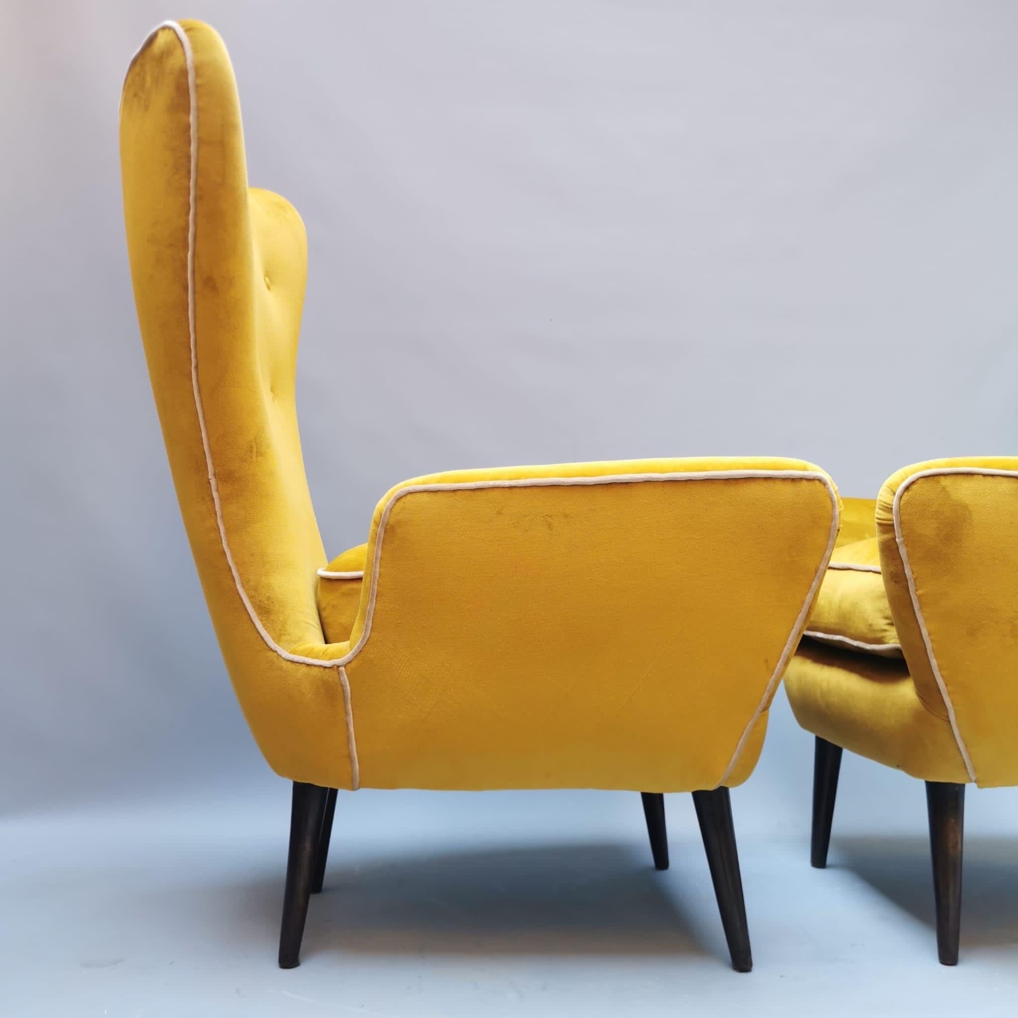 Late 20th Century Set of Two Yellow Armachairs, Emilio Sala, Giorgio Maldini