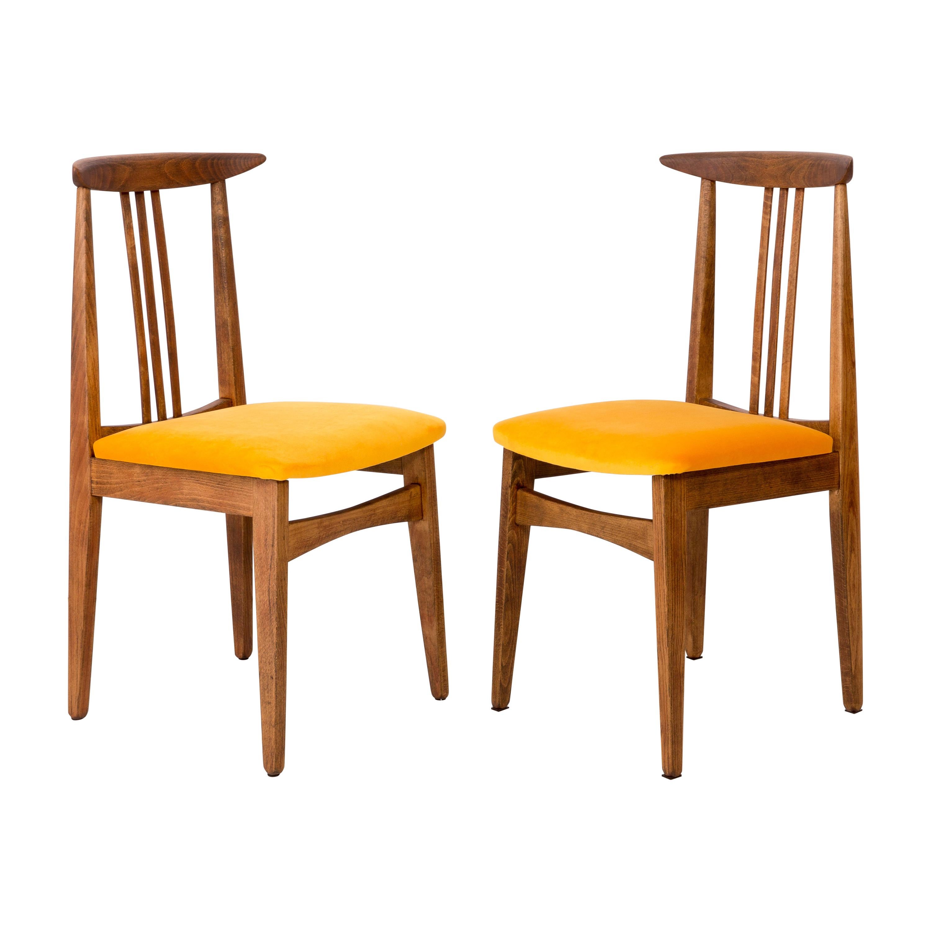 Set of Two Yellow Chairs, by Zielinski, Poland, 1960s For Sale
