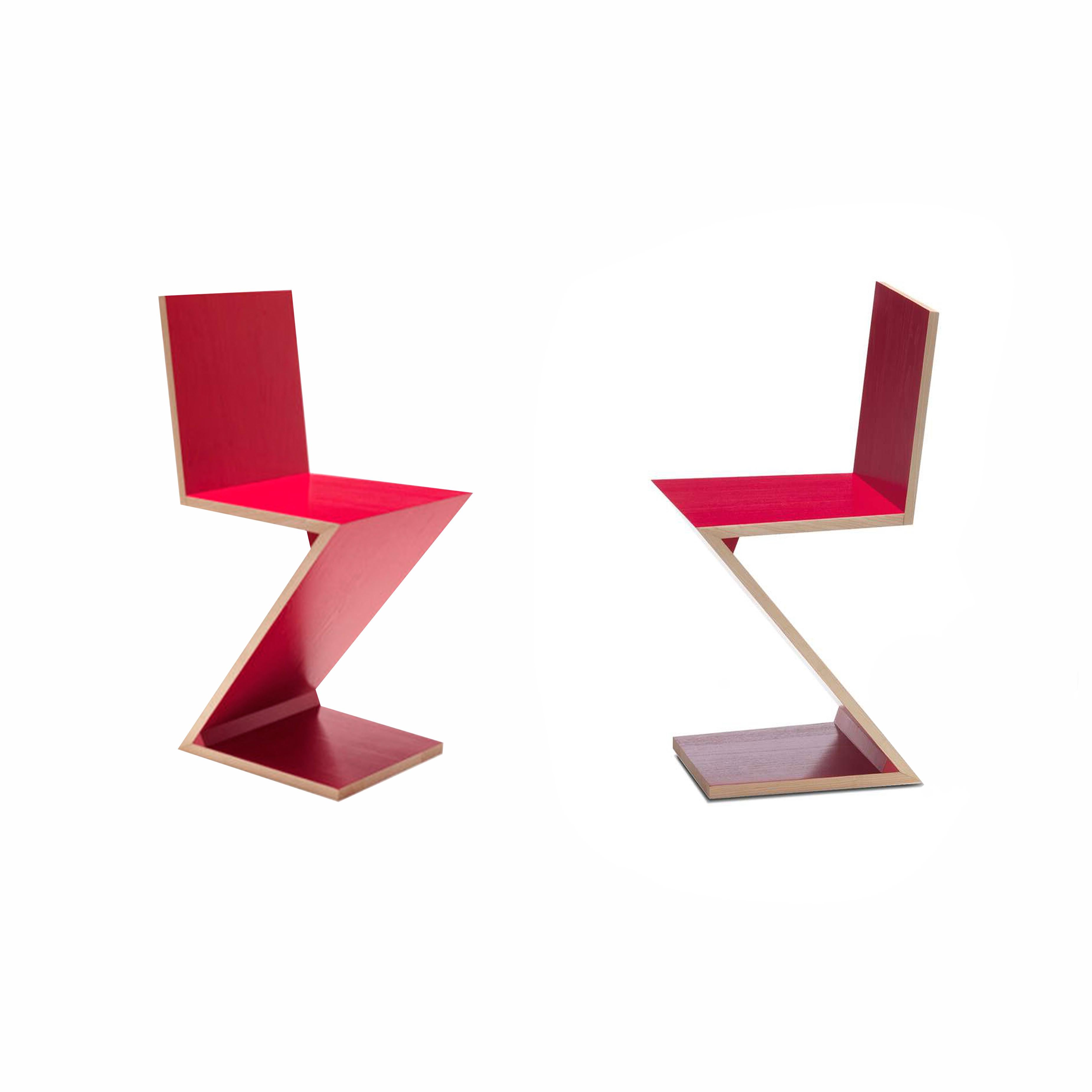 XXIe siècle et contemporain Ensemble de deux chaises Zig Zag de Gerrit Thomas Rietveld pour Cassina en vente