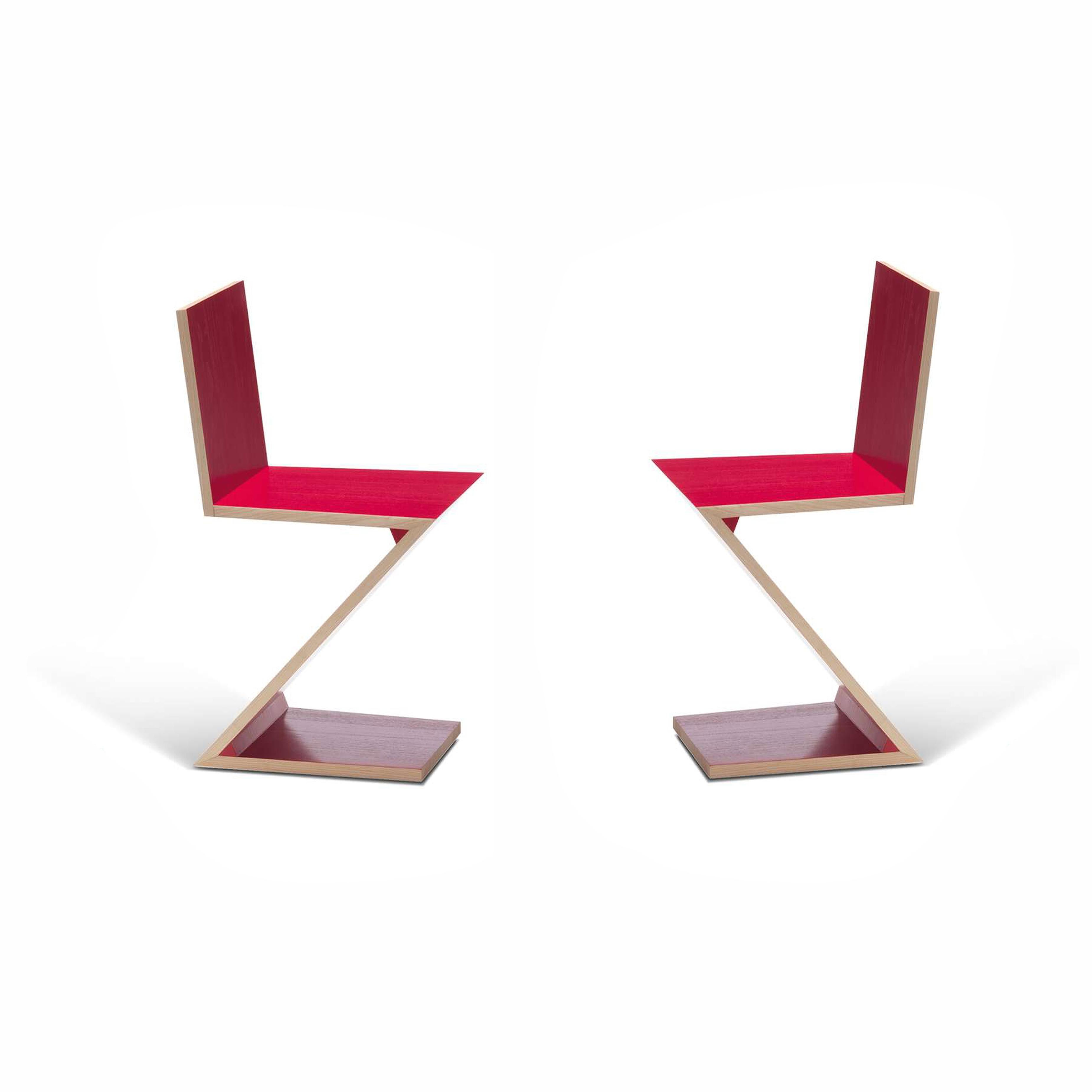 Wood Set of Two Zig Zag Chair by Gerrit Thomas Rietveld for Cassina For Sale