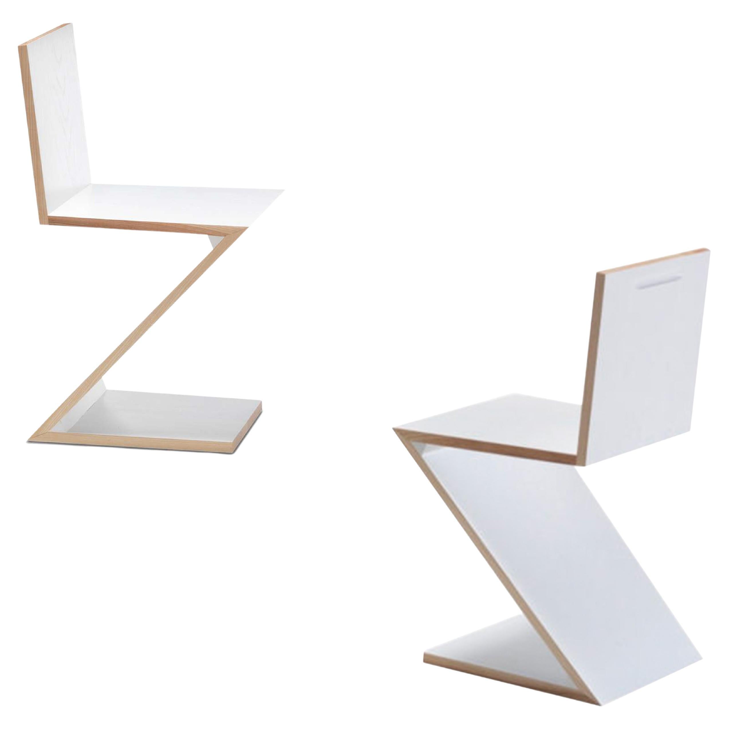 Set of Two Zig Zag Chair by Gerrit Thomas Rietveld for Cassina