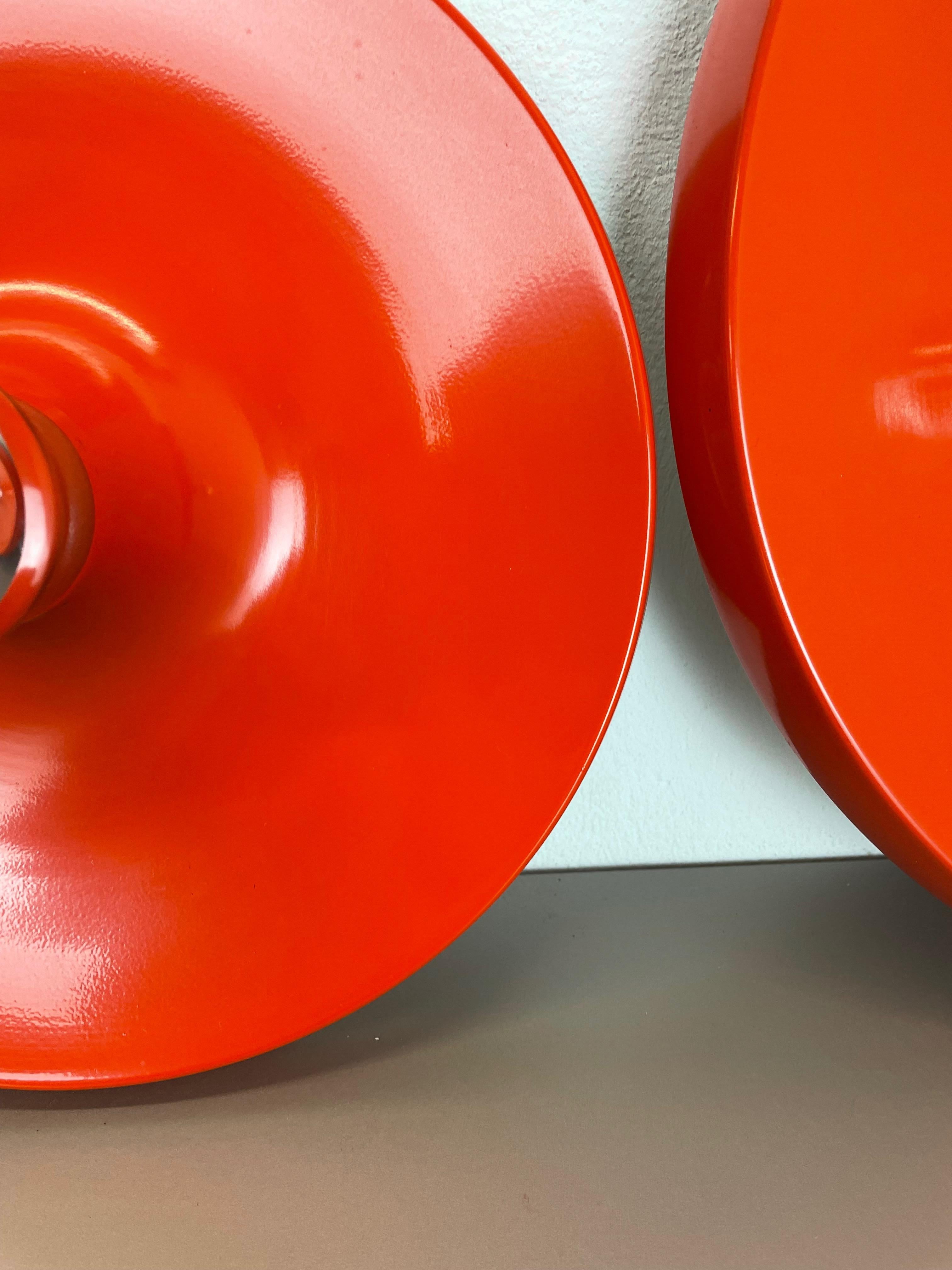 Set of Two Charlotte Perriand Style Disc Wall Light by Honsel Attr., Germany 70s For Sale 4