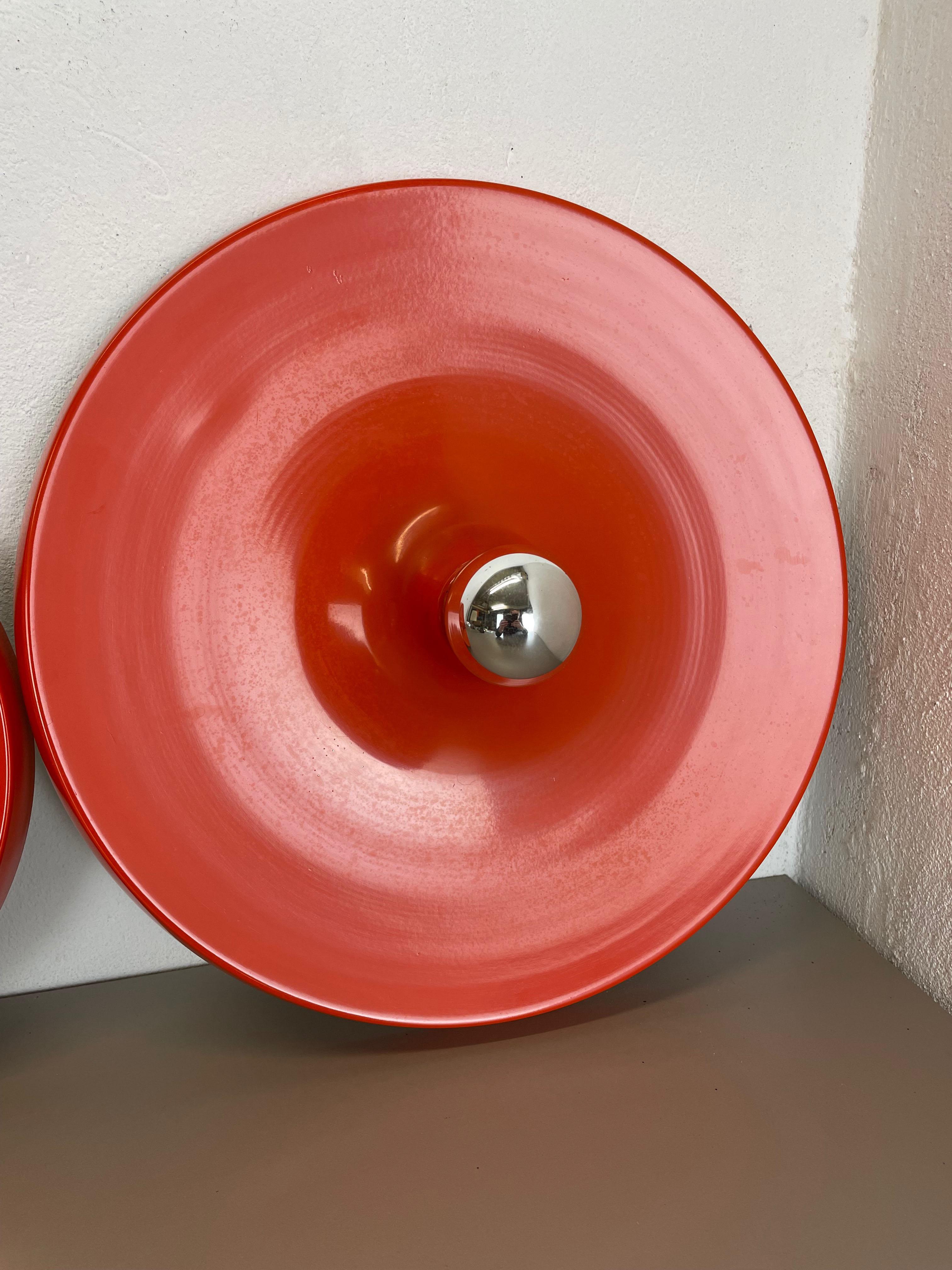 Set of Two Charlotte Perriand Style Disc Wall Light by Honsel Attr., Germany 70s For Sale 7