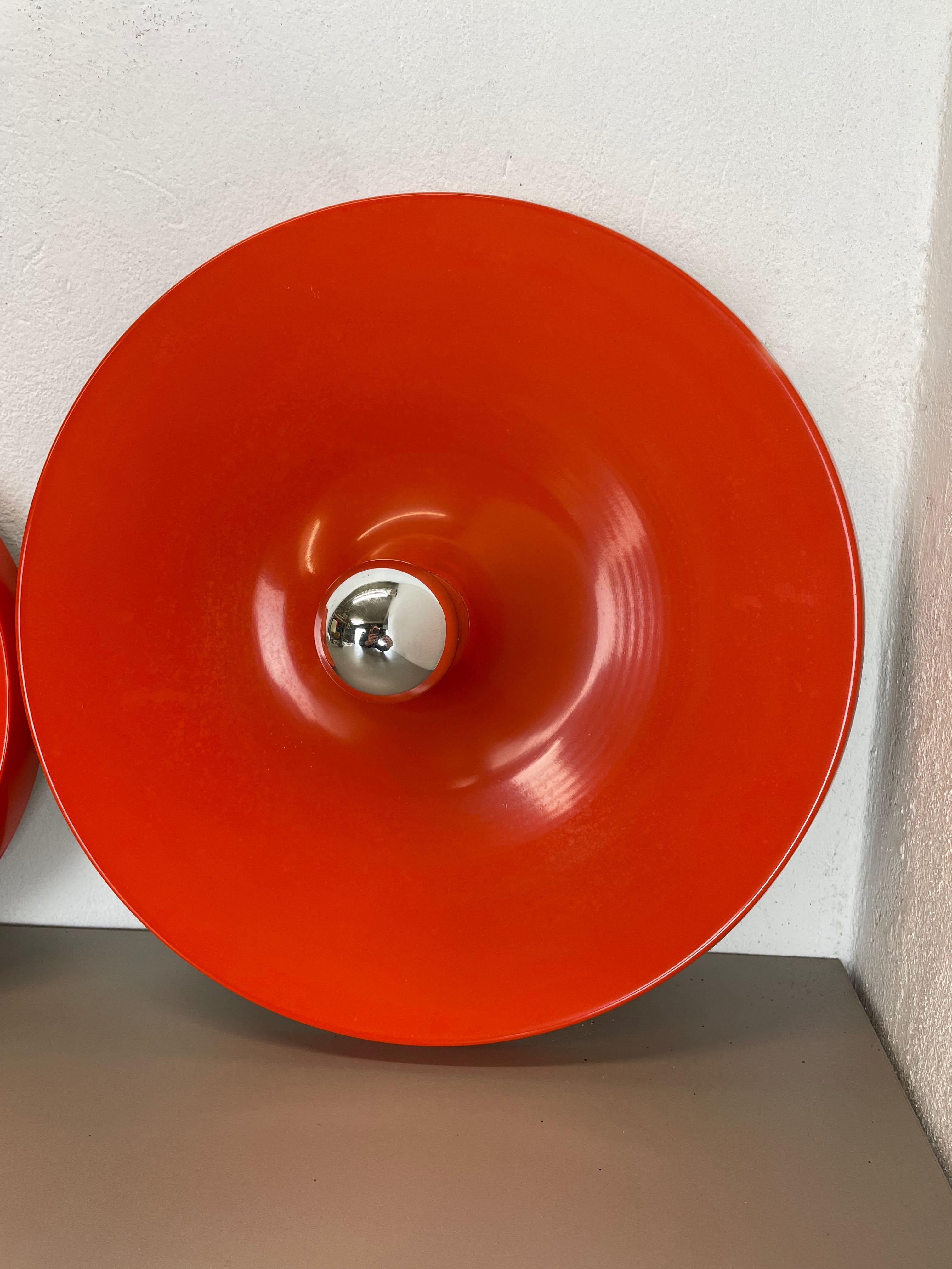 Set of Two Charlotte Perriand Style Disc Wall Light by Honsel Attr., Germany 70s For Sale 8