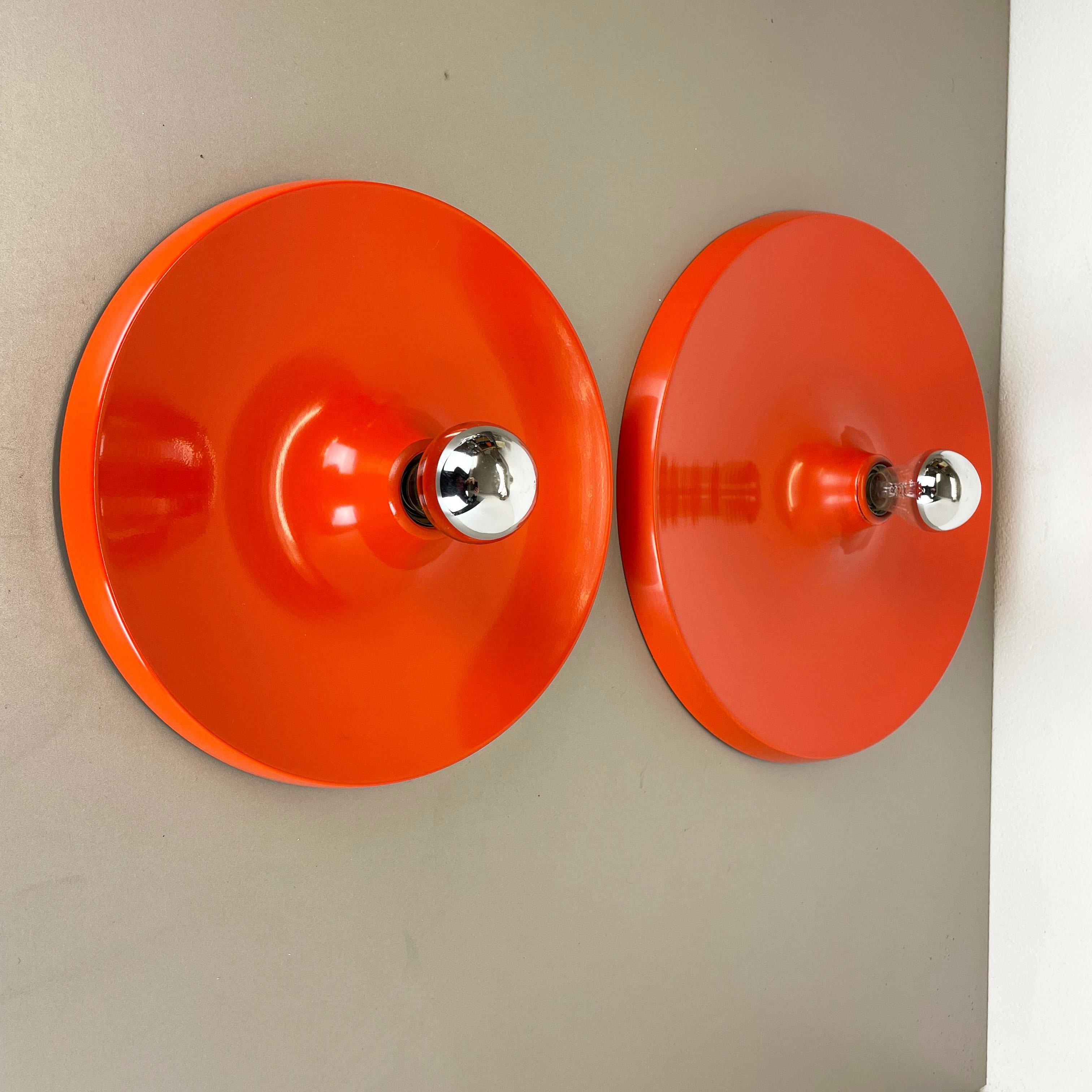 Mid-Century Modern Set of Two Charlotte Perriand Style Disc Wall Light by Honsel Attr., Germany 70s For Sale