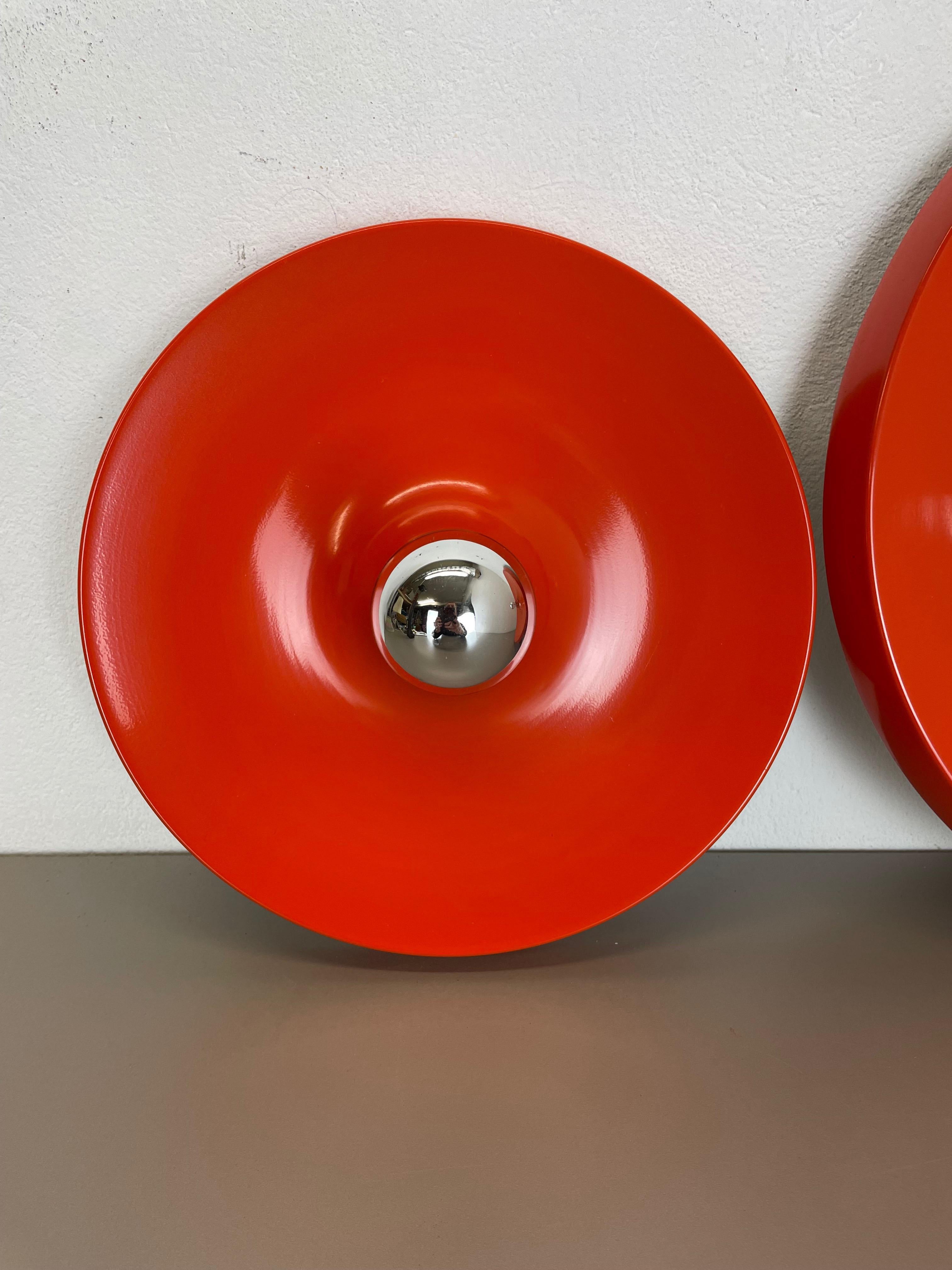 Set of Two Charlotte Perriand Style Disc Wall Light by Honsel Attr., Germany 70s For Sale 1