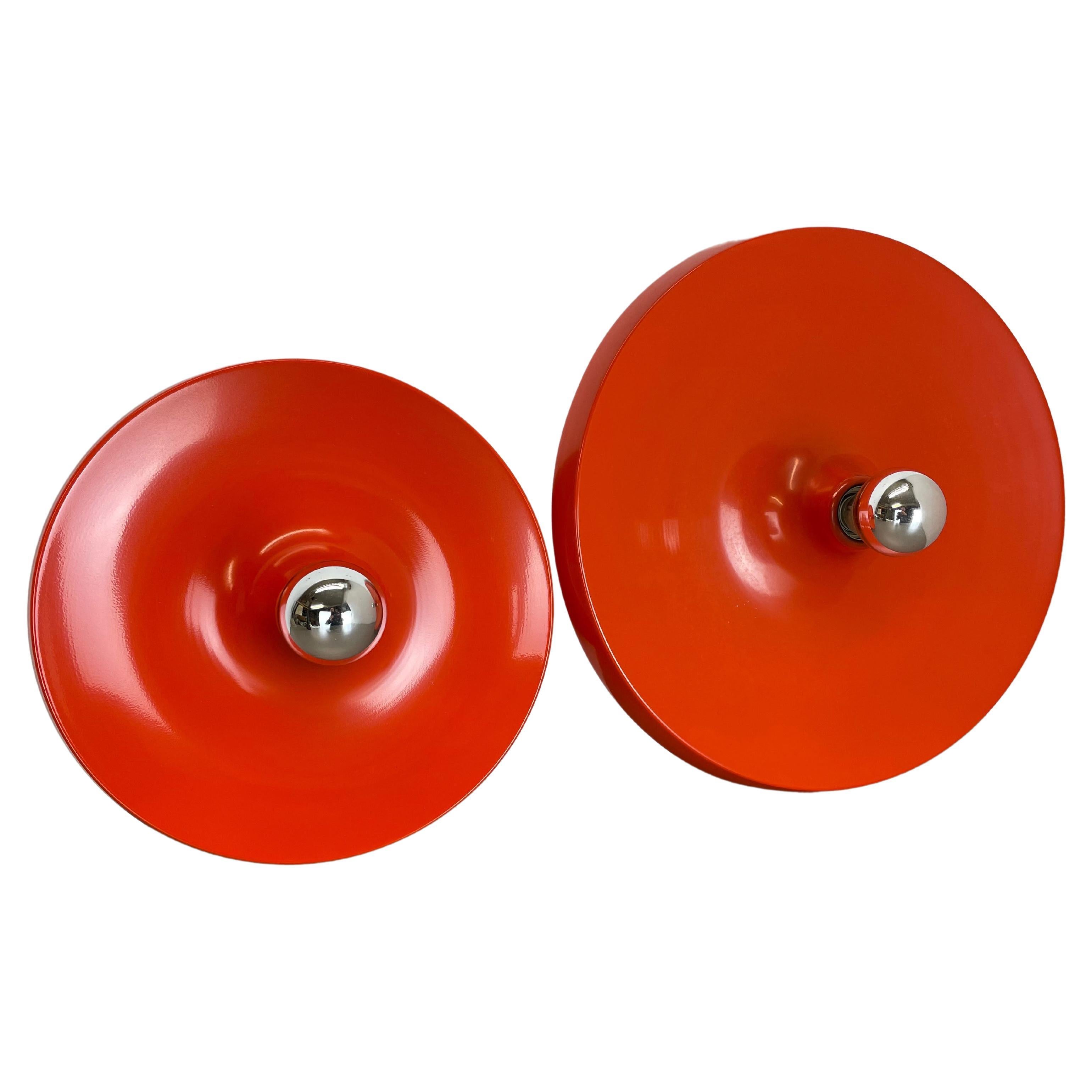 Set of Two Charlotte Perriand Style Disc Wall Light by Honsel Attr., Germany 70s For Sale