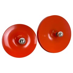 Vintage Set of Two Charlotte Perriand Style Disc Wall Light by Honsel Attr., Germany 70s