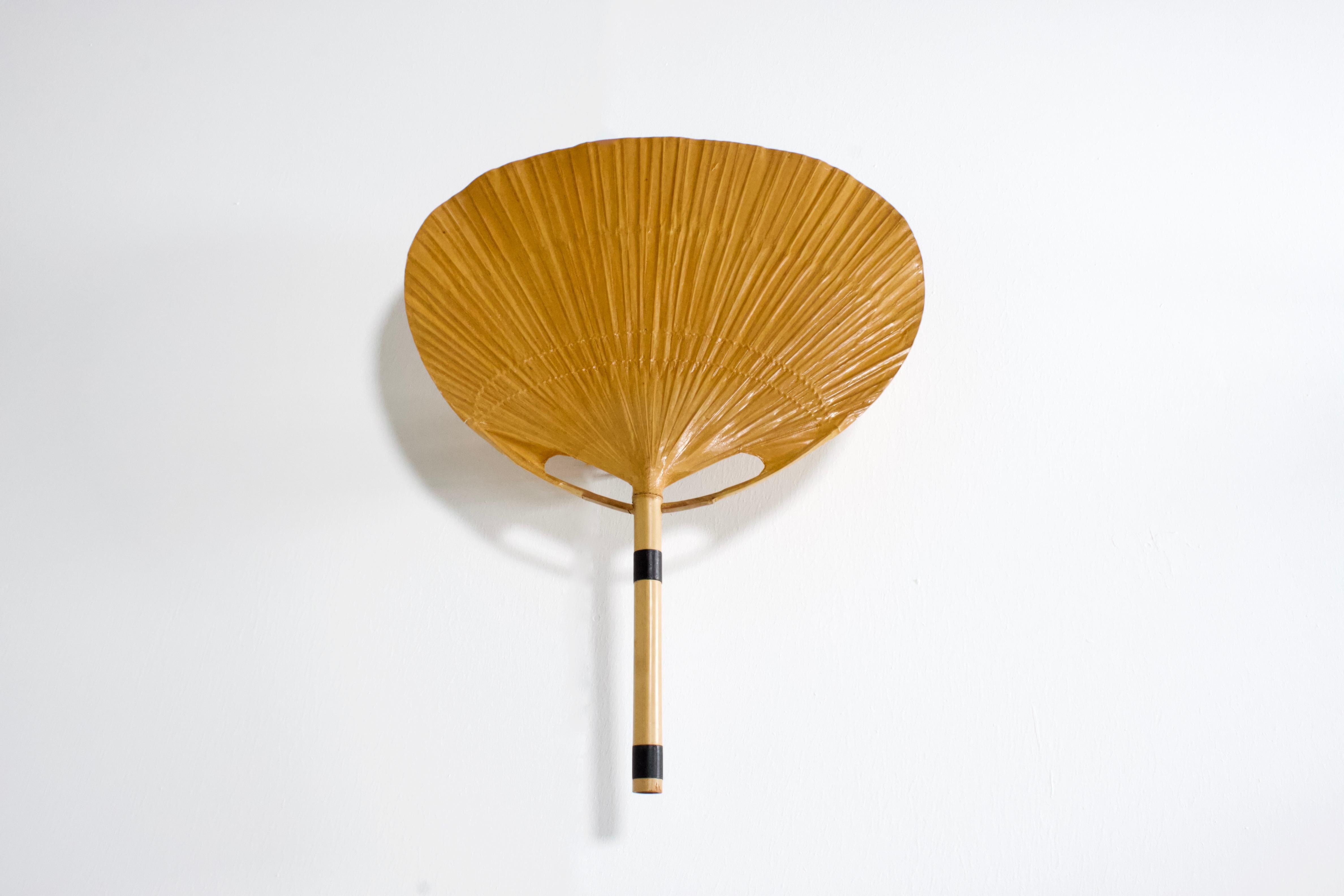 Bamboo Set of ‘Uchiwa’ Fan Wall Lamps by Ingo Maurer, 1974