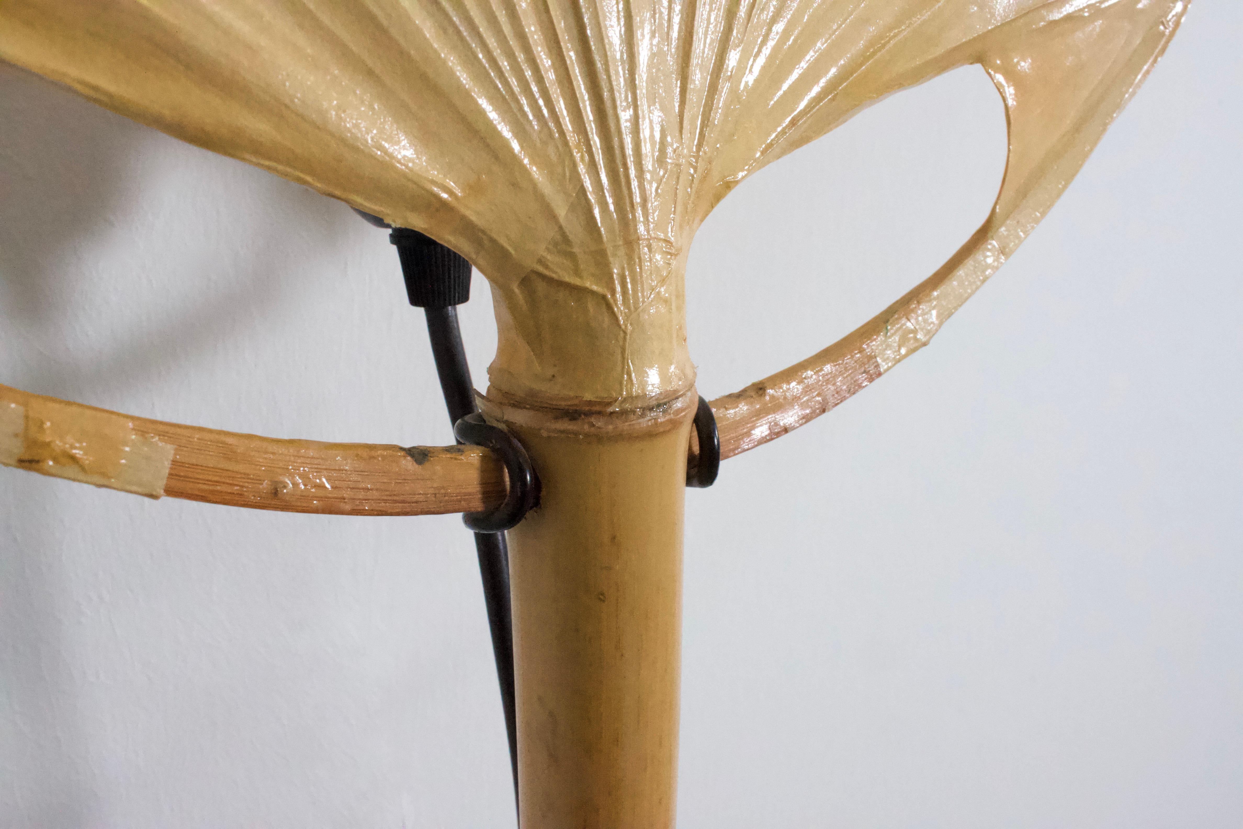 Bamboo Set of ‘Uchiwa II’ Fan Wall Lamps by Ingo Maurer, 1974