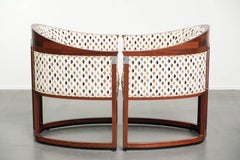 Set of unique Art Deco design armchairs with beautiful fabric upholstery