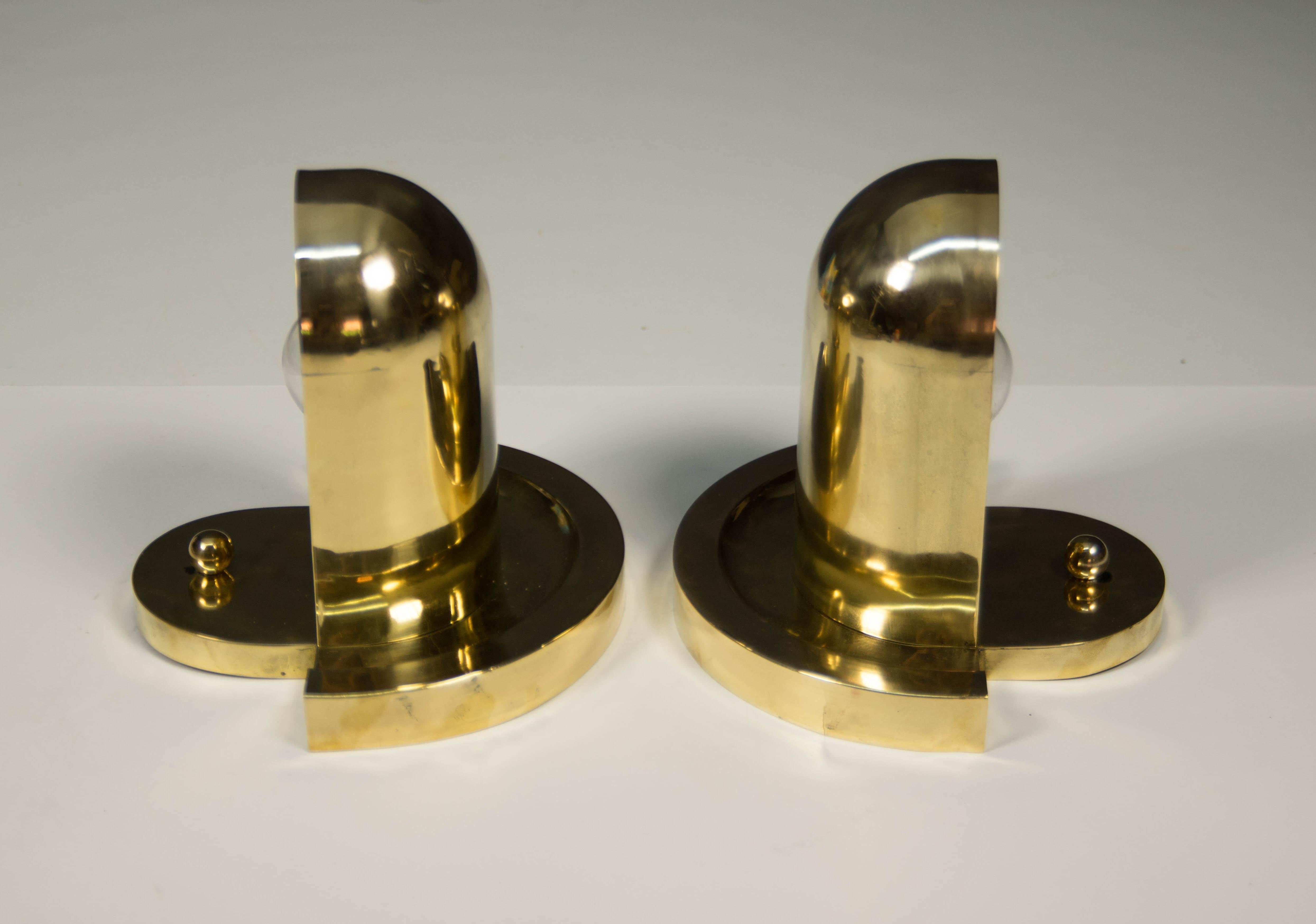 Set of Unique Cubistic Brass Wall Lamps, 1920s For Sale 5