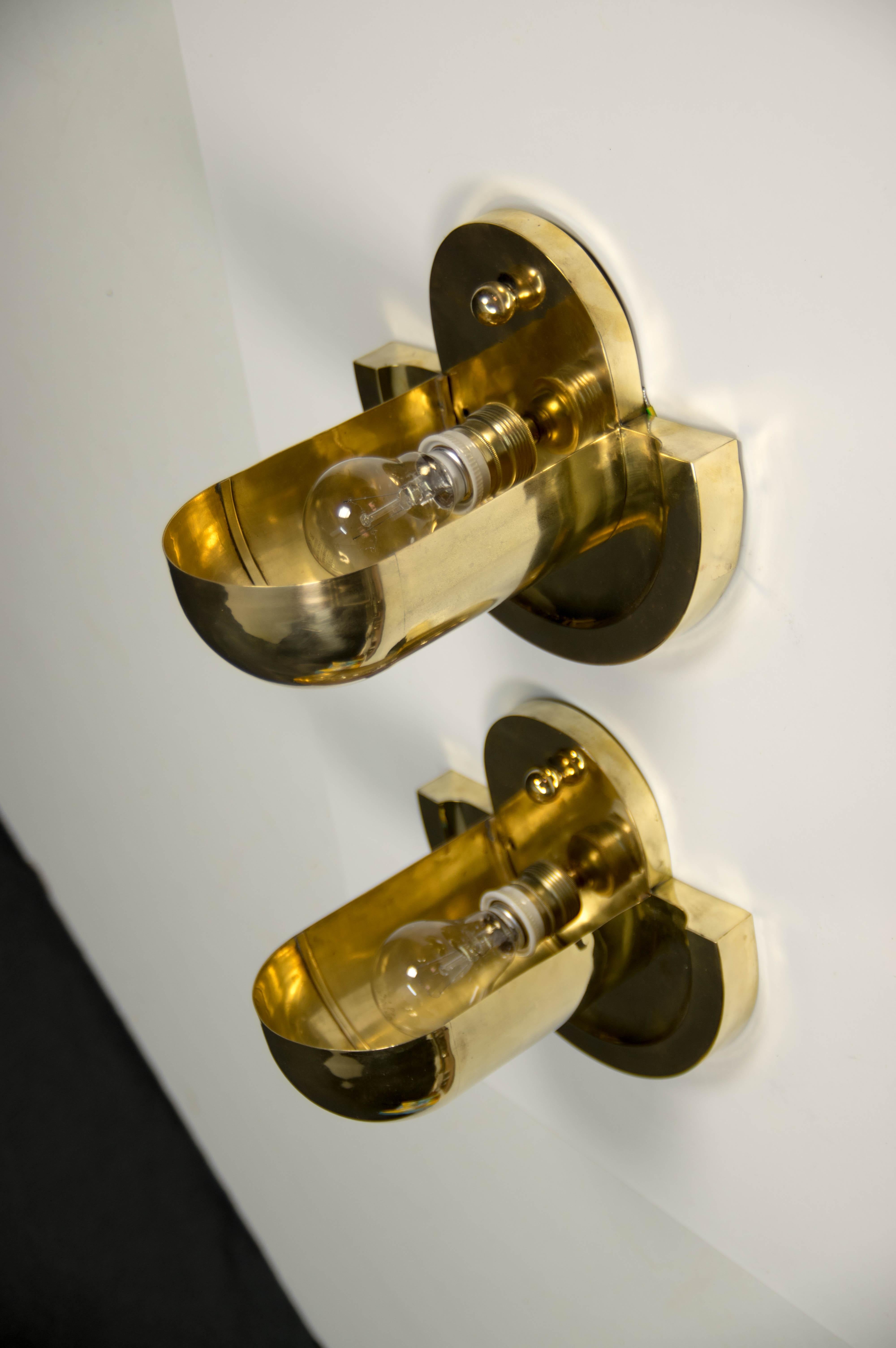 Set di lampade da parete cubistiche in ottone, anni '20 in vendita 5