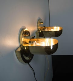 Set of Unique Cubistic Brass Wall Lamps, 1920s